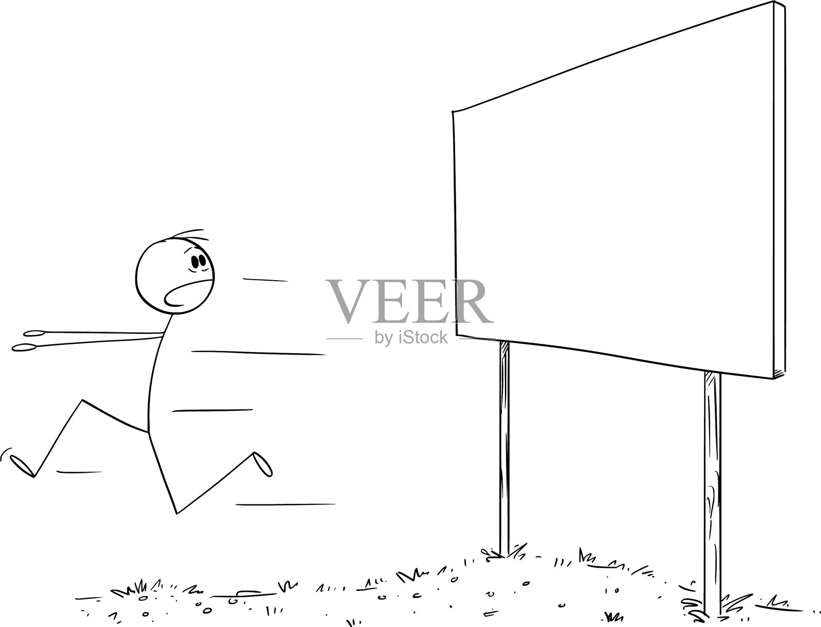 受惊的人从广告牌上跑开了插画图片素材