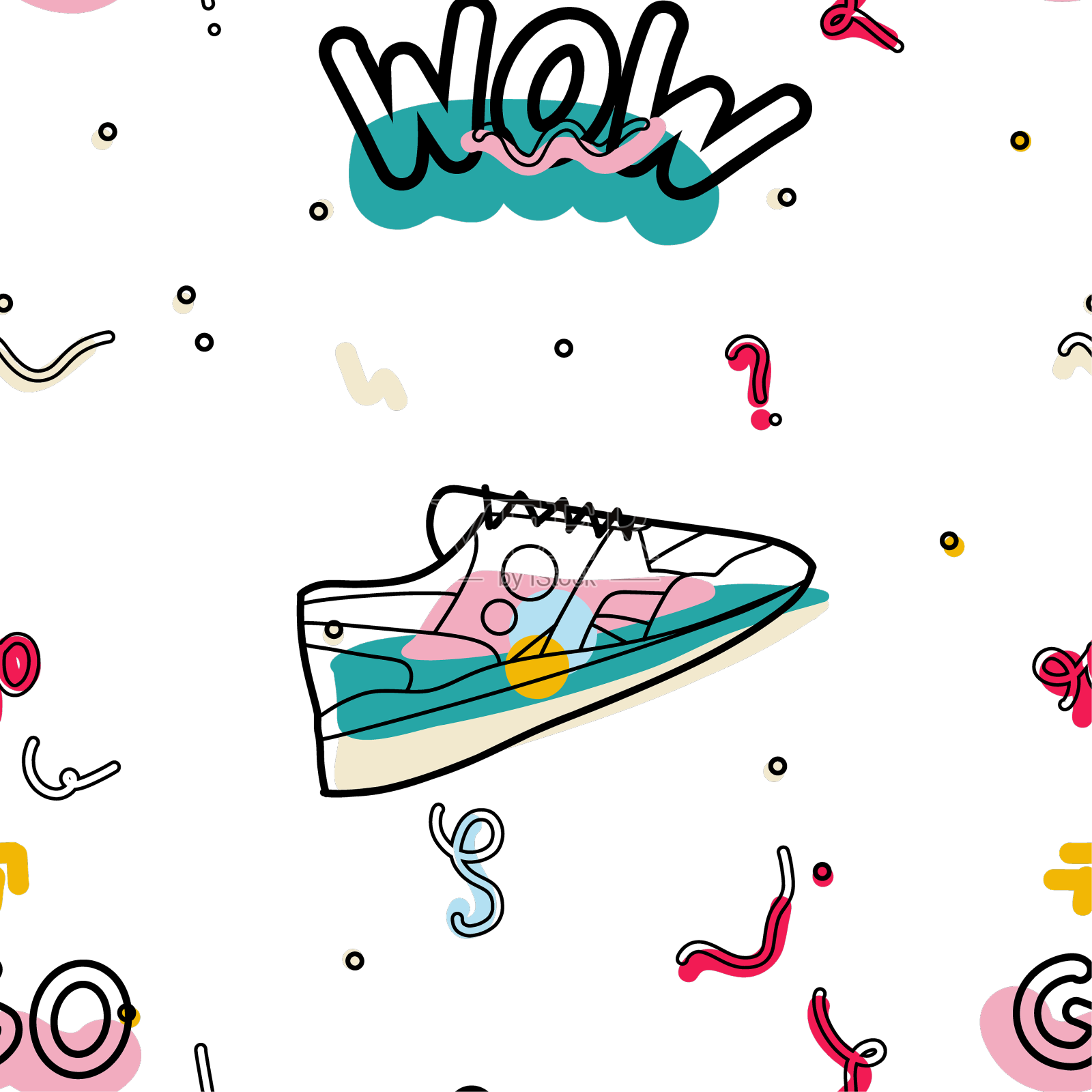 抽象的90年代风格的无缝图案设计元素图片