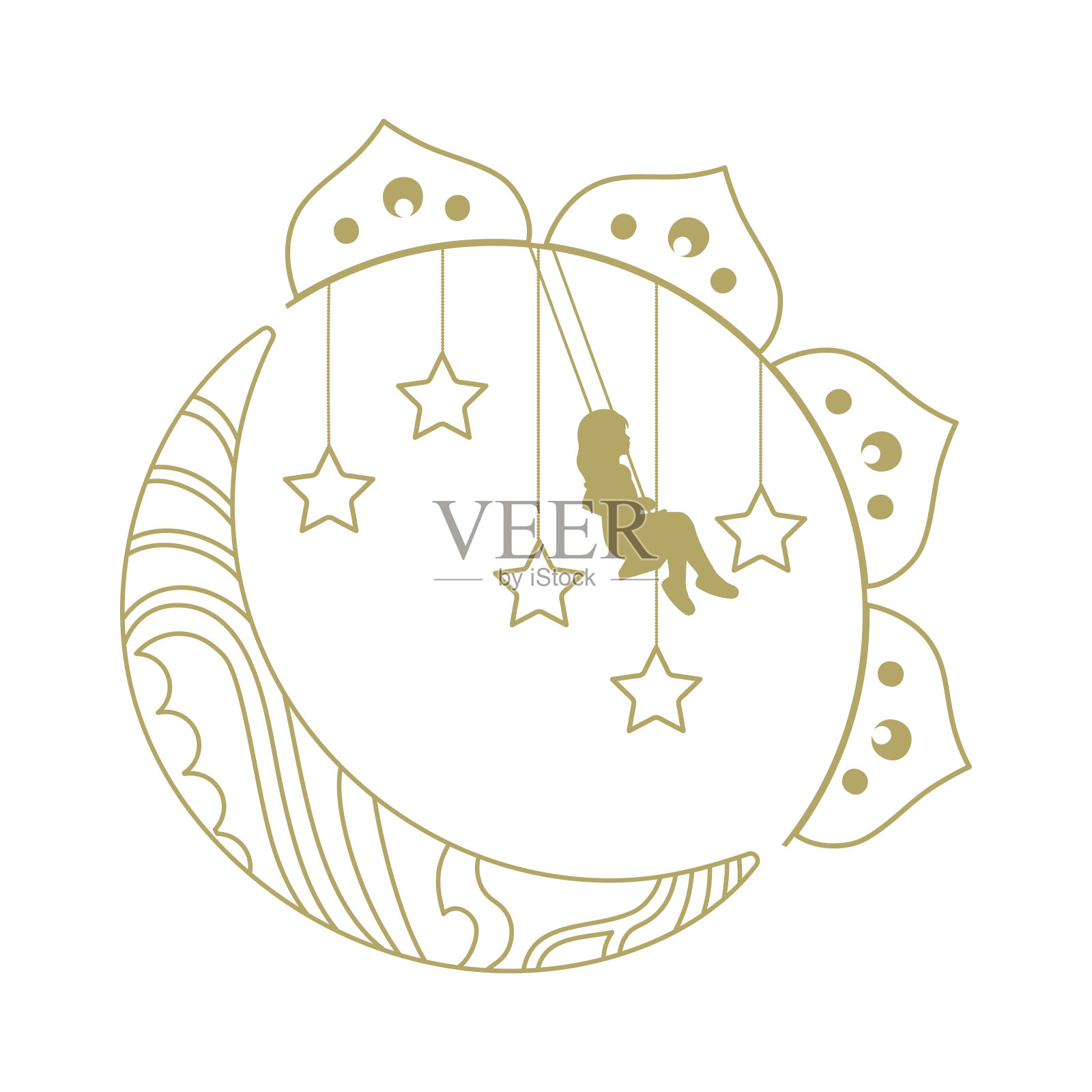 女孩梦想秋千插画图片素材