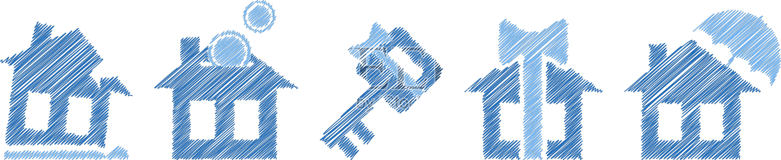 房屋和财产保险蓝色扁平图标笔设计元素图片