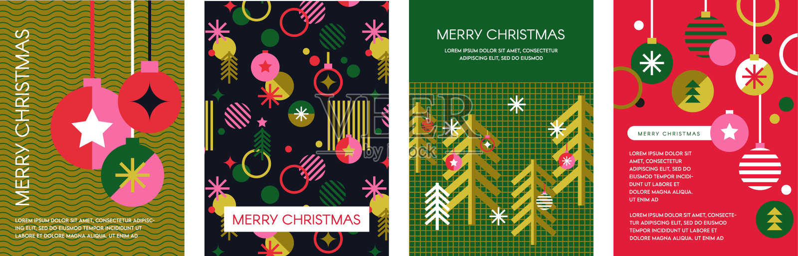 圣诞快乐扁平现代设计圣诞设计元素图片