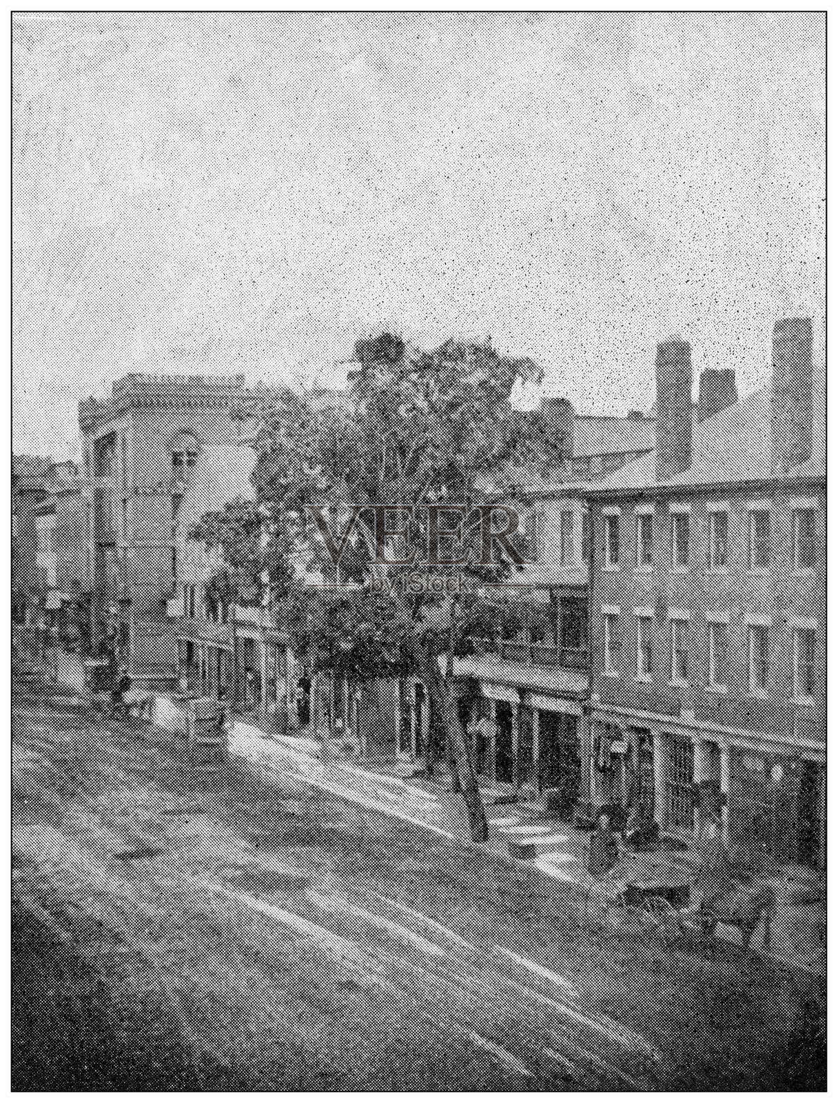 汉普顿县,马萨诸塞州:斯普林菲尔德,主街的古董图像插画图片素材