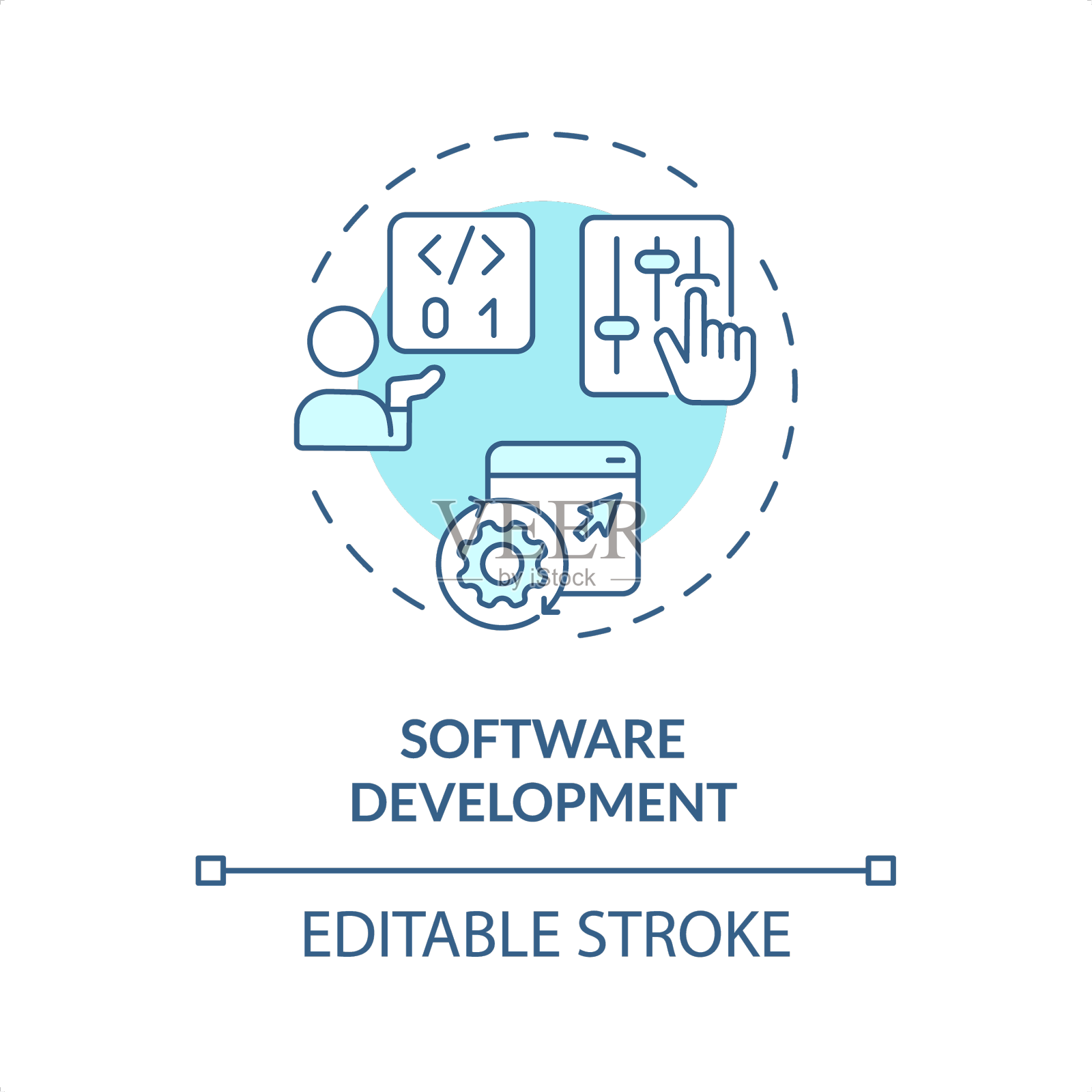 2d蓝色细线形图标软件开发设计元素图片