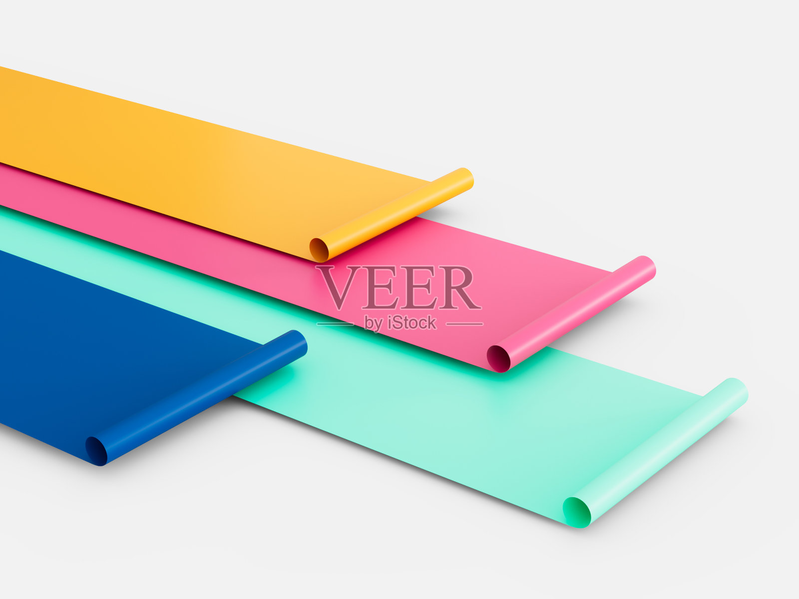 彩色纸张卷上孤立的背景3d插图照片摄影图片