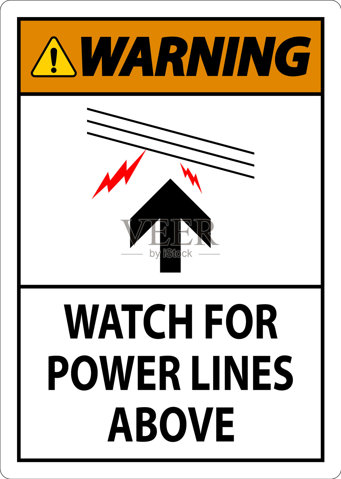 注意电线上方的警告标志插画图片素材