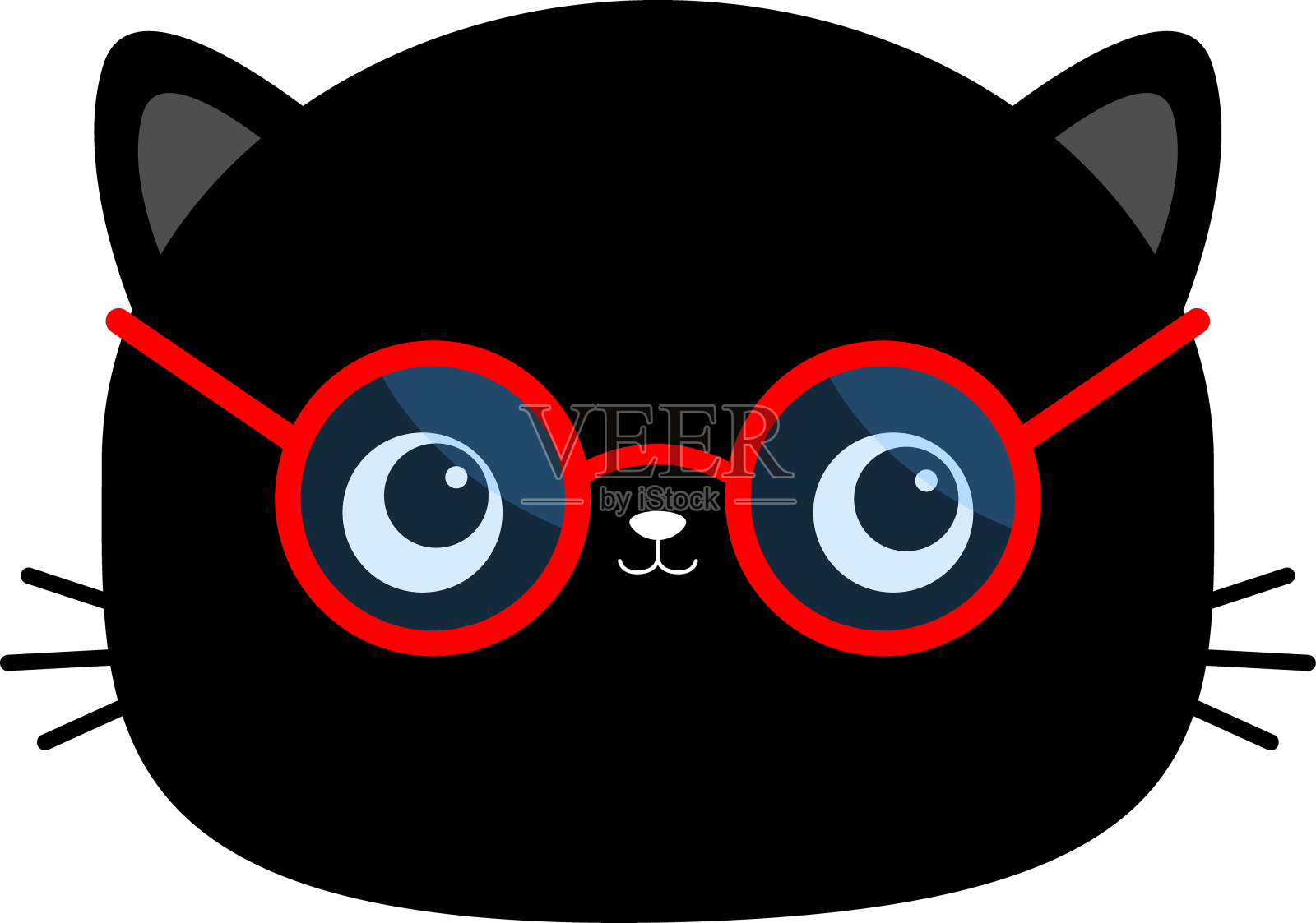 黑猫的脸头上戴着红色的圆形图案设计元素图片