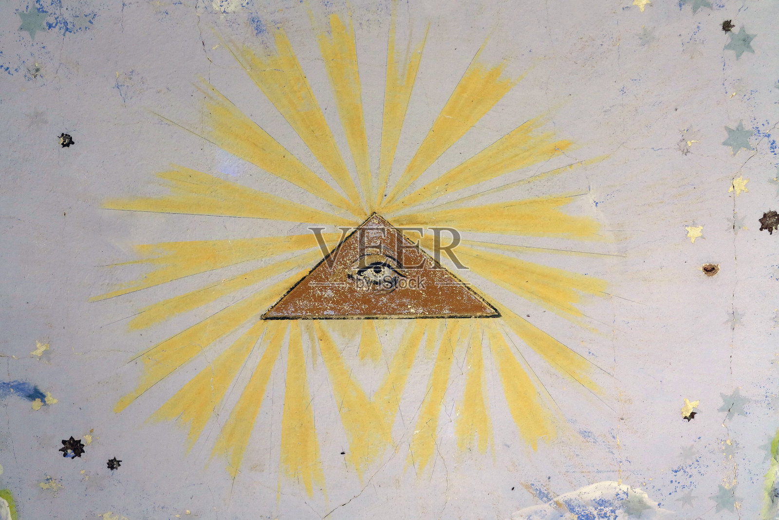 天花板上的上帝之眼毁了教堂照片摄影图片