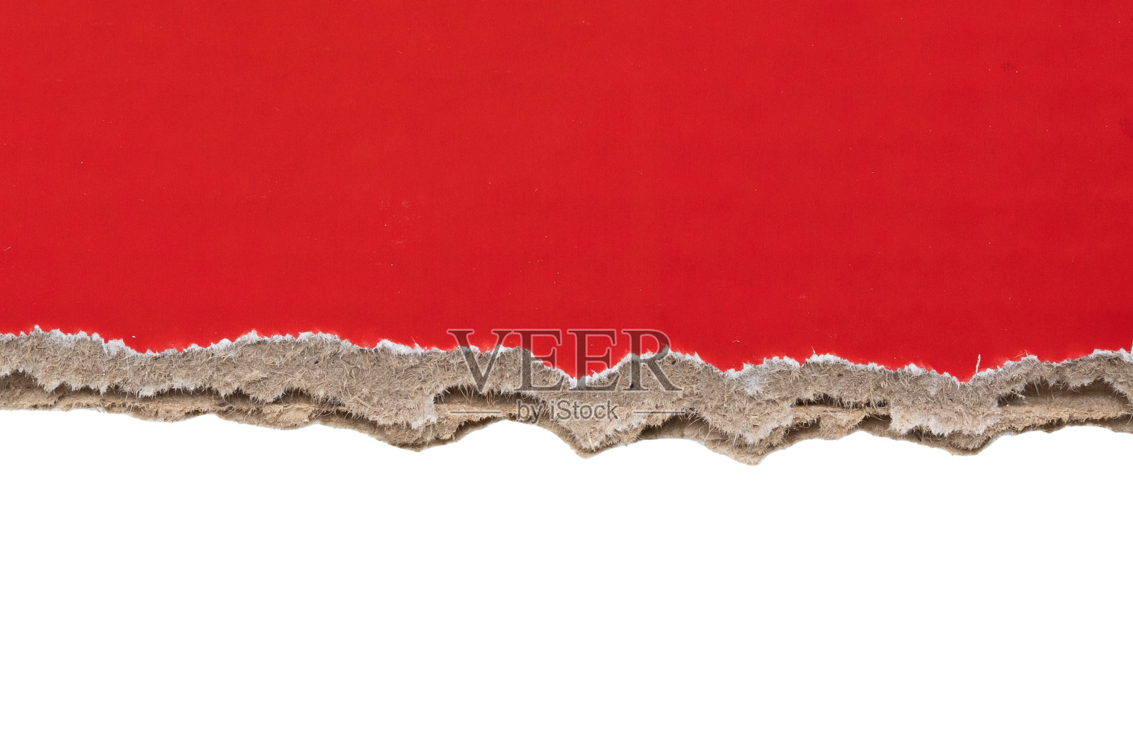 红色的破纸撕裂的边缘条孤立在白色的背景照片摄影图片