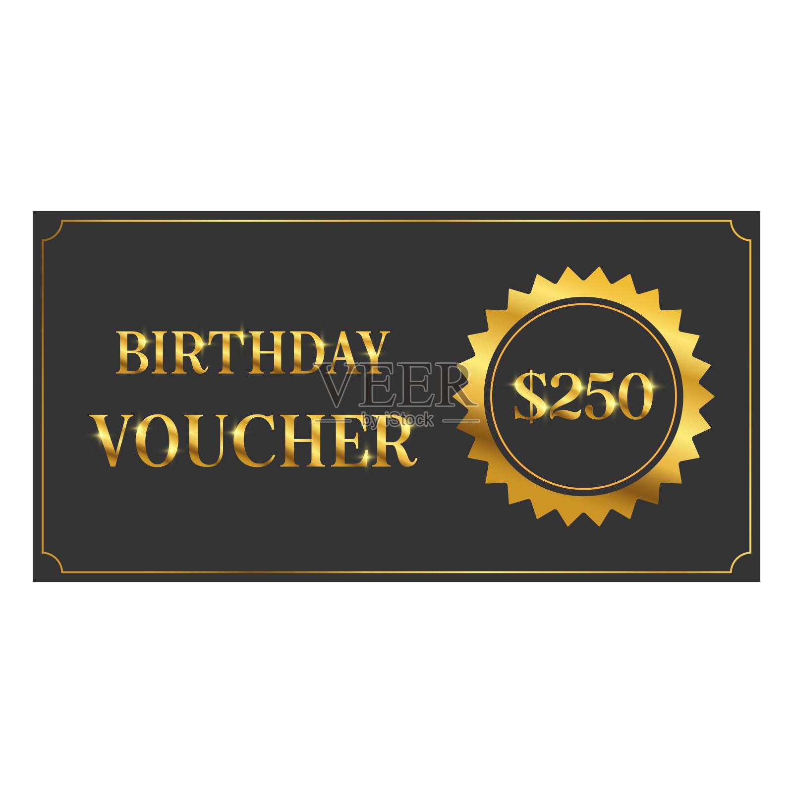 黑色和金色生日代金券插画图片素材