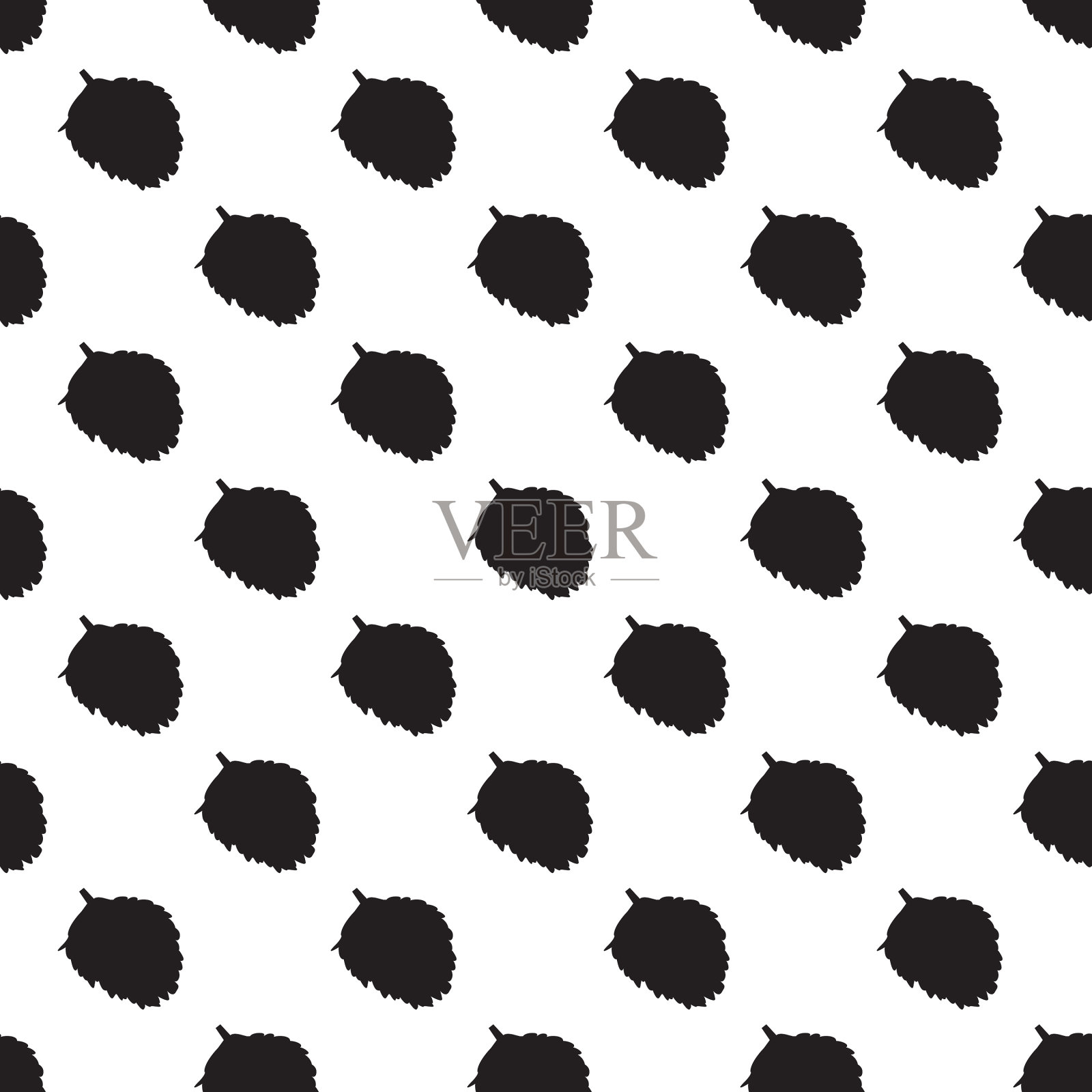 无缝图案与黑色秋叶上插画图片素材