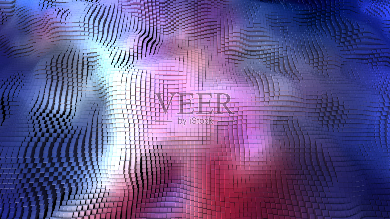 摘要顶视图蓝红白亮湍流波三维表面网格立方体背景照片摄影图片