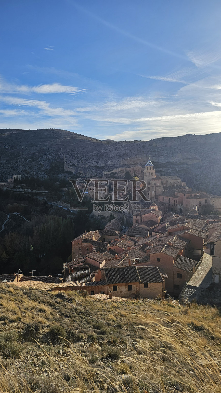 特鲁埃尔美丽小镇Albarracín的风景。照片摄影图片