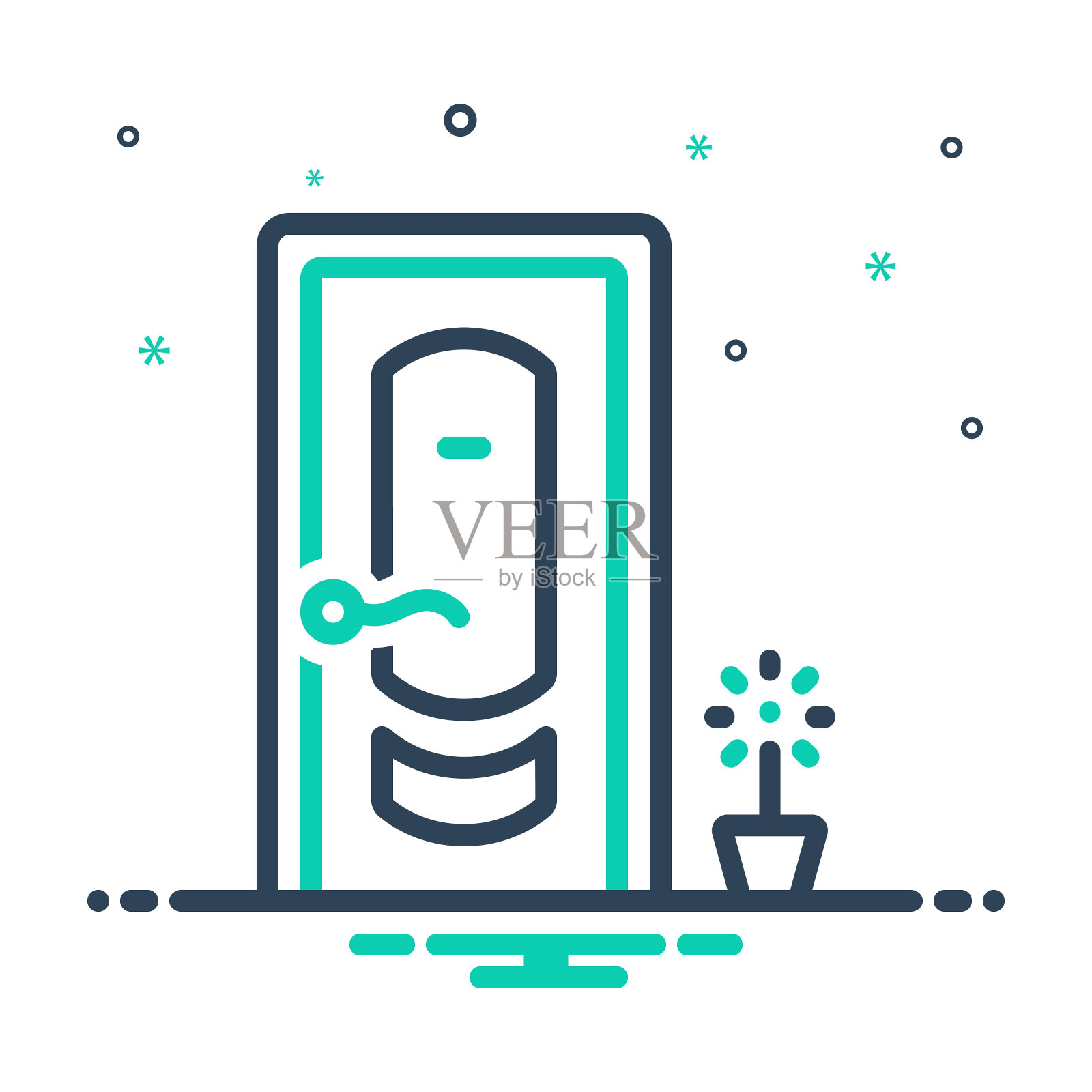 门进入插画图片素材