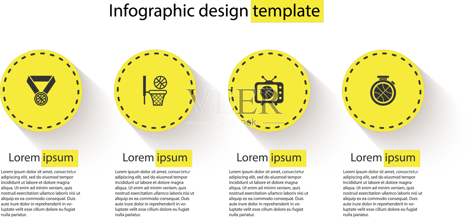 在电视上播放篮球奖牌和篮球赛设计元素图片