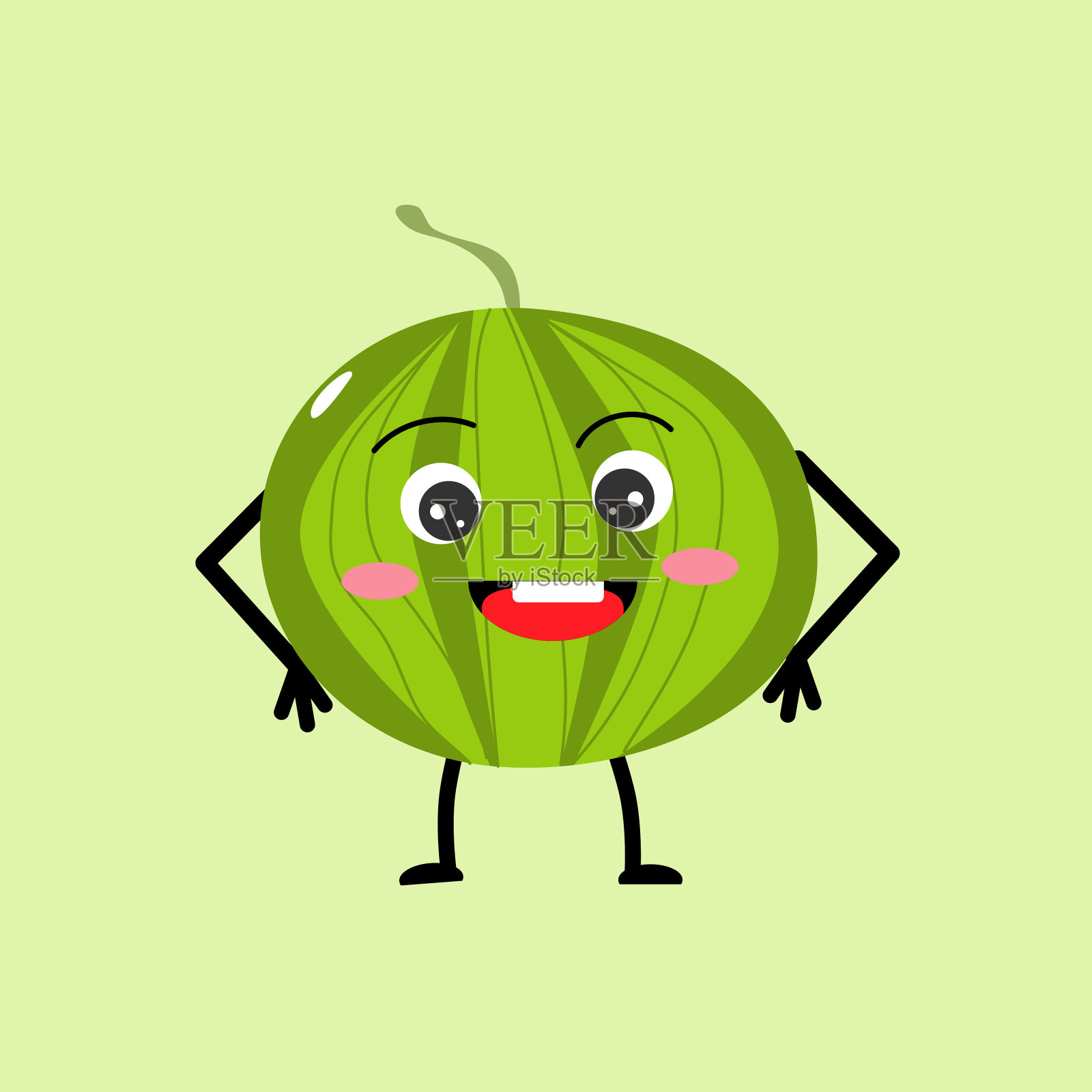 可爱的西瓜微笑矢量-卡通人物插画图片素材