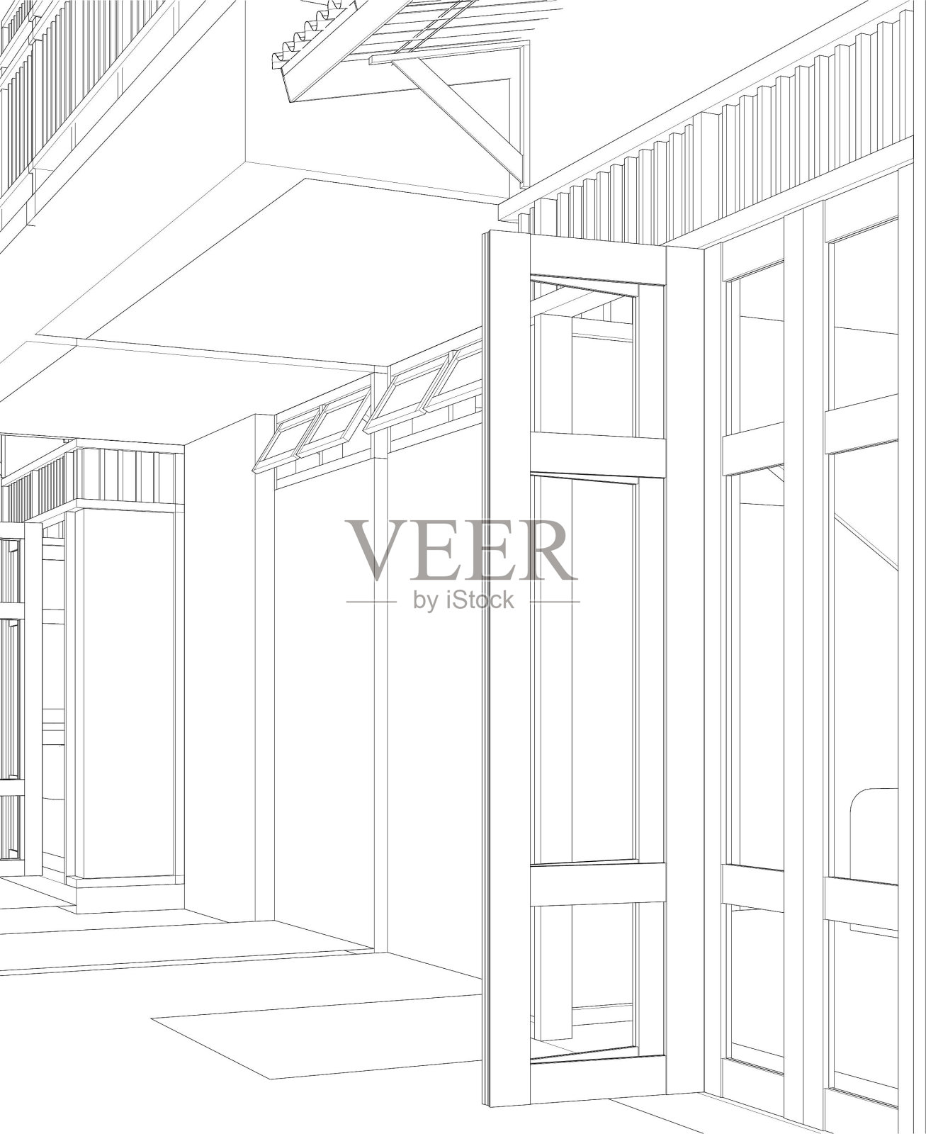 住宅项目的三维插图插画图片素材