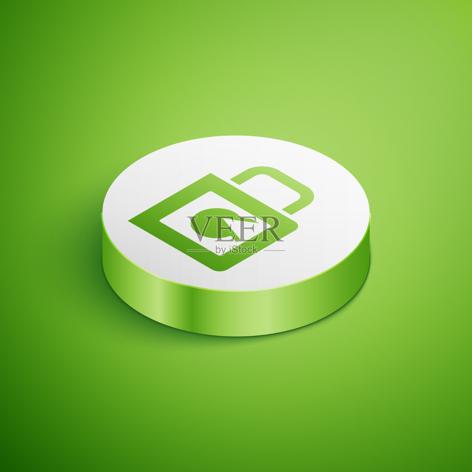 等距咖啡杯图标隔离在绿色插画图片素材