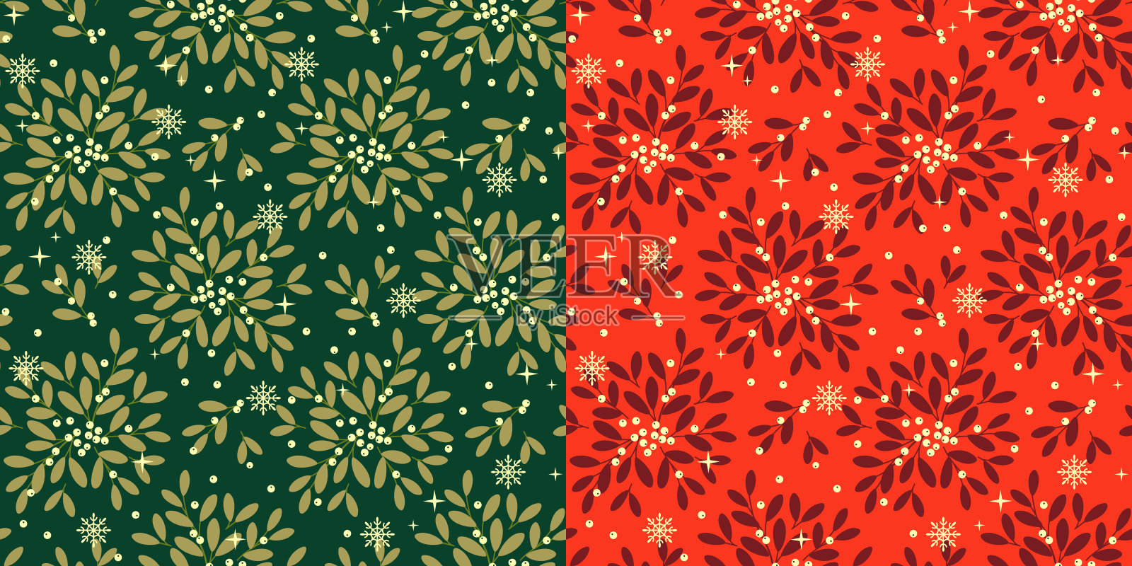 圣诞槲寄生装饰花卉图案插画图片素材