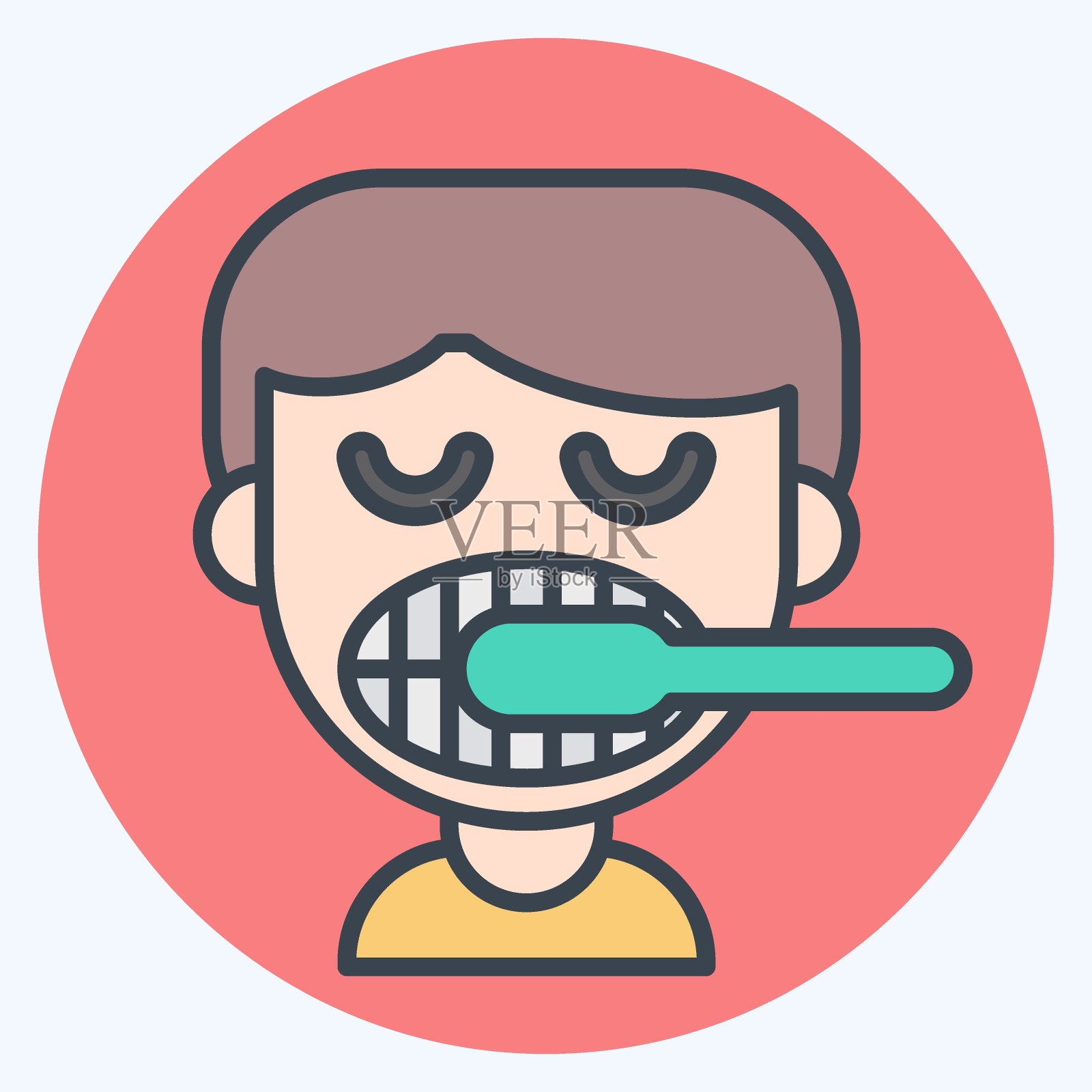 图标的牙刷。与牙医有关的符号。颜色搭配风格。简单的设计可编辑。简单的说明插画图片素材