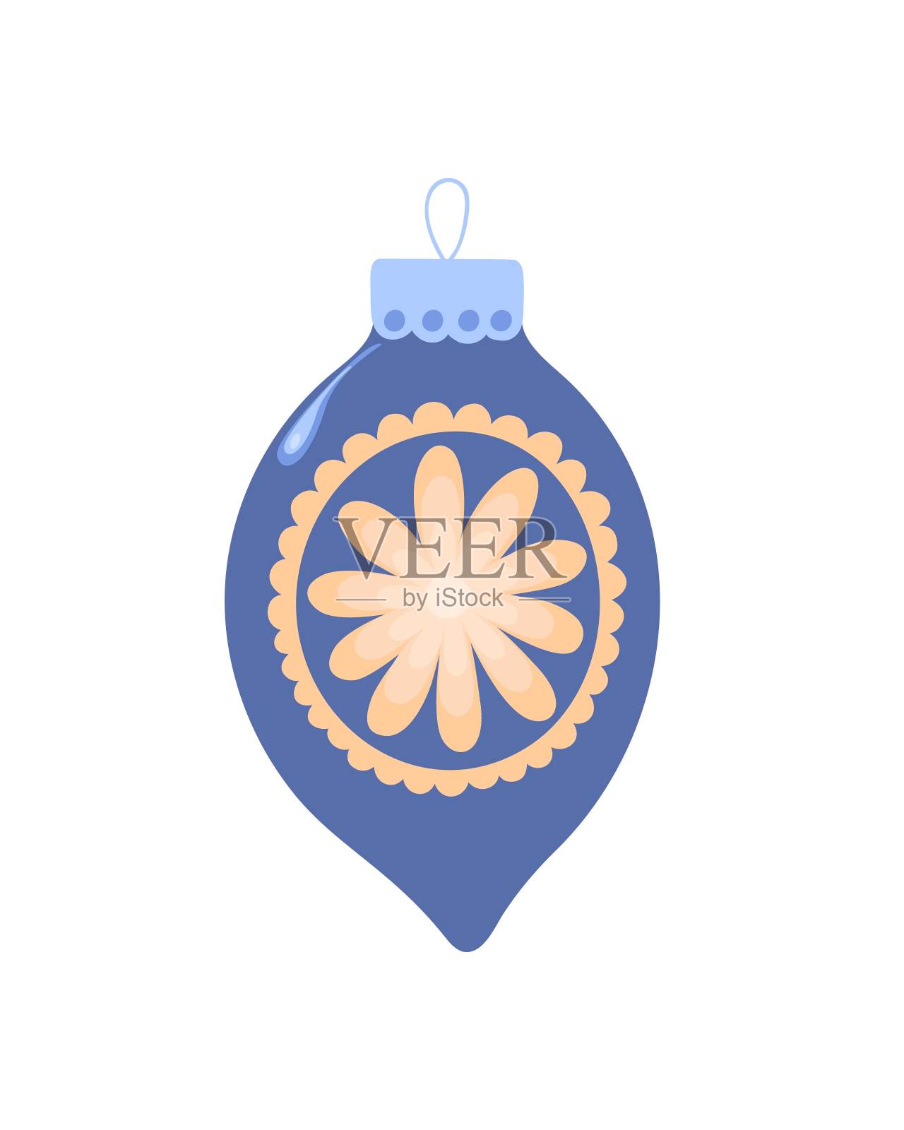 圣诞树节日装饰小玩意简单的卡通风格手绘矢量插图冬季假期季节性贺卡,邀请,横幅,装饰,贴纸插画图片素材