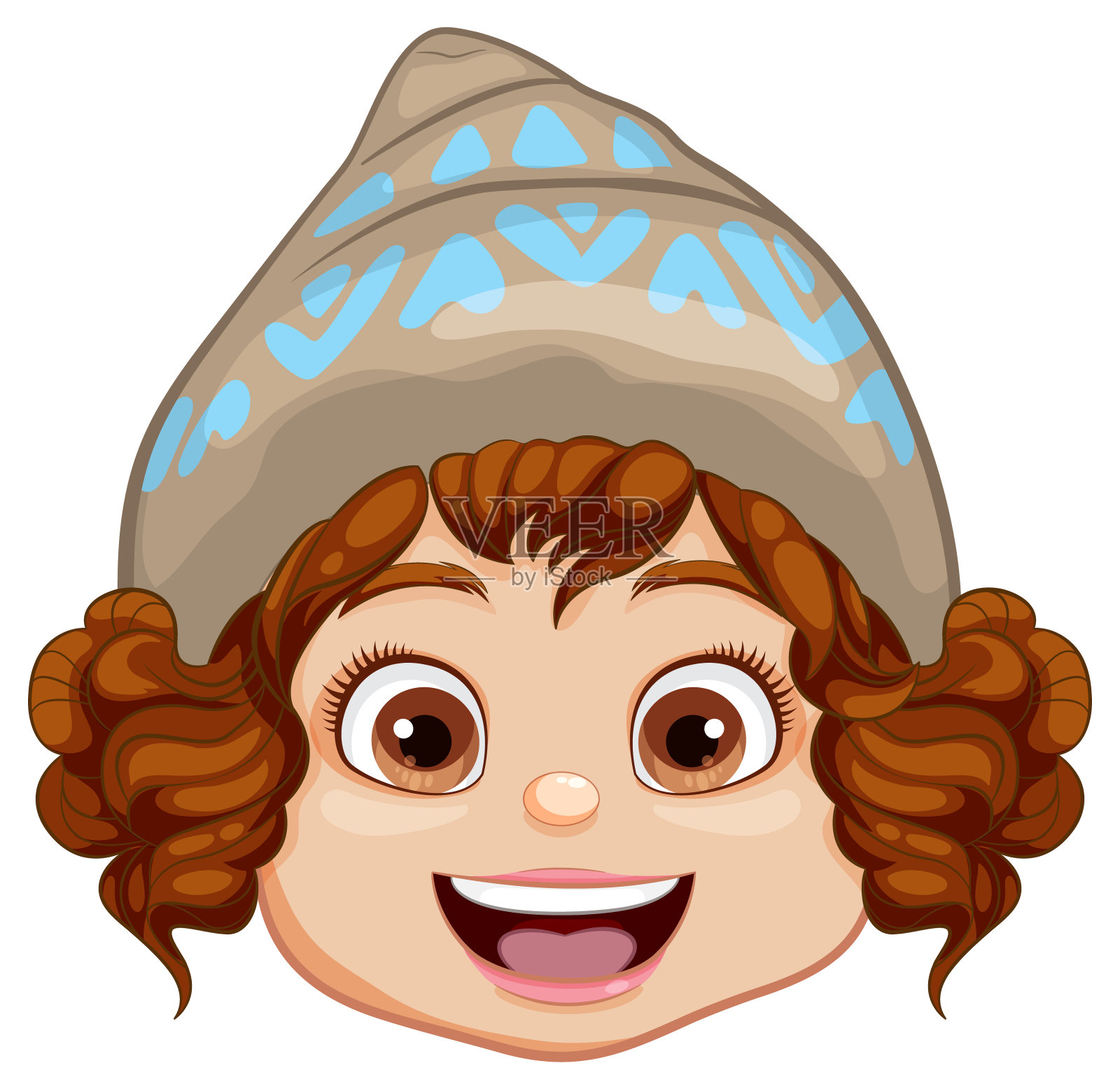 戴着派对豆帽的快乐女孩插画图片素材