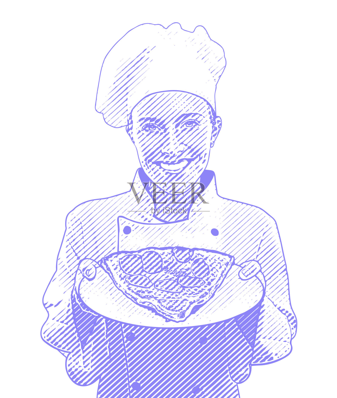 厨师和一片披萨插画图片素材