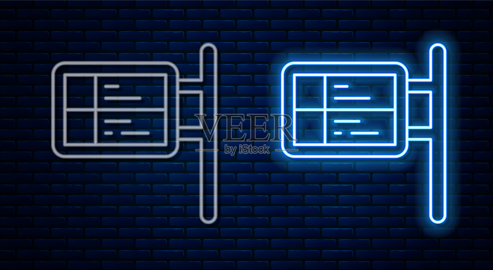 发光的霓虹灯线公交板图标插画图片素材