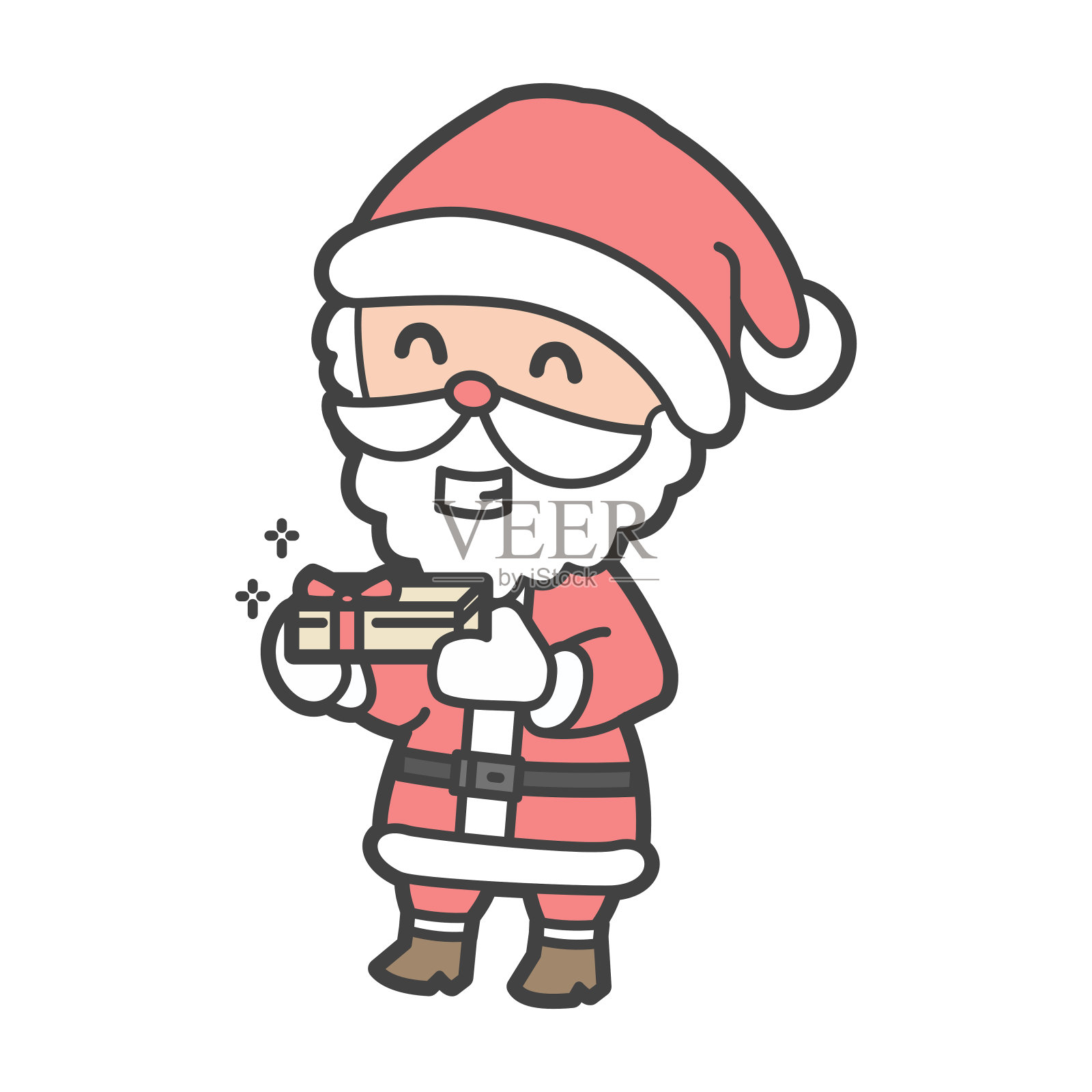 圣诞老人拿着小礼物准备过圣诞节的插图插画图片素材