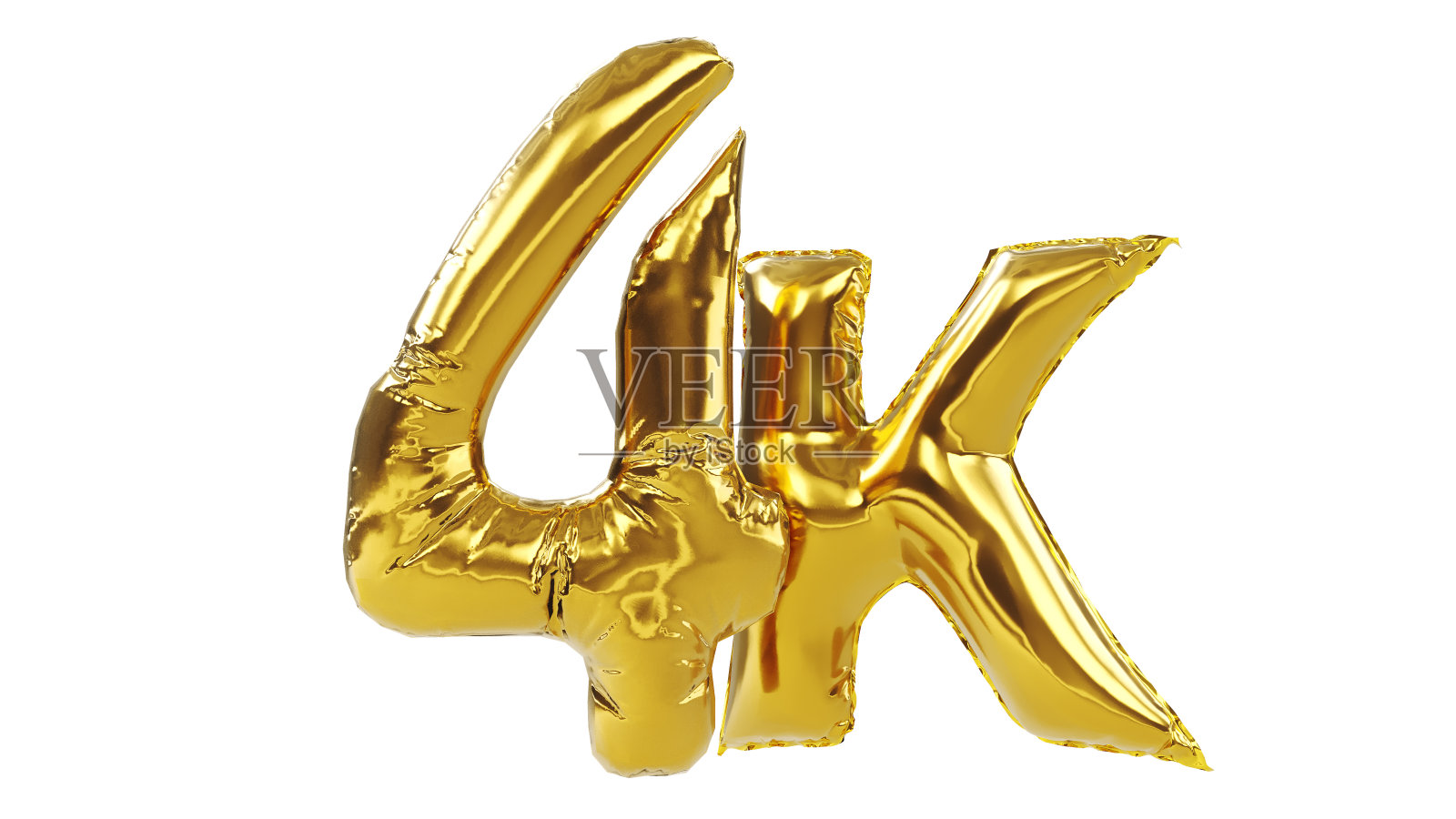 金色4K标志孤立在白色背景上,4K追随者庆祝。四千年照片摄影图片