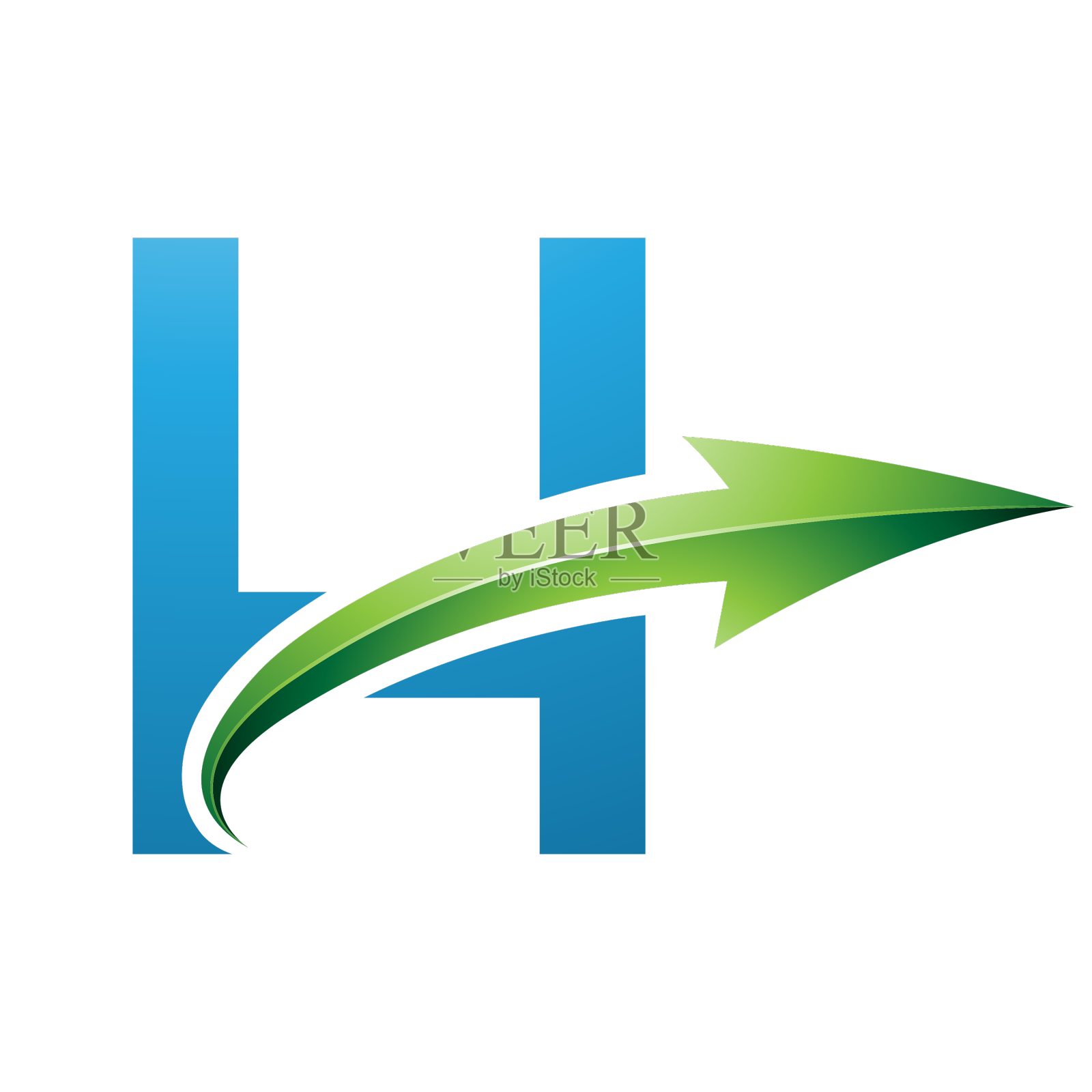 蓝色和绿色大写字母h图标设计元素图片