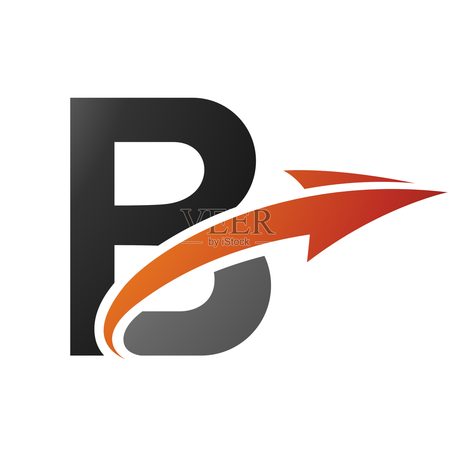 橙色和黑色大写字母b图标与一个设计元素图片