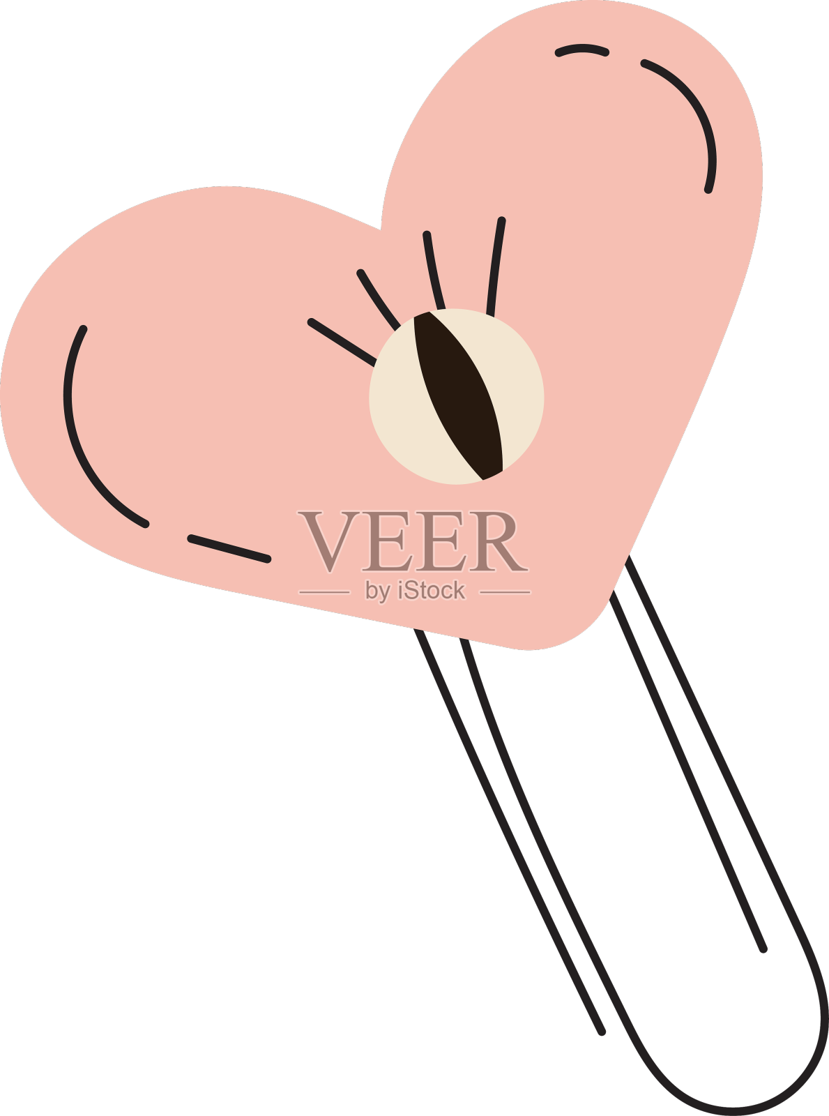 可爱的婴儿粉色心形回形针设计元素图片