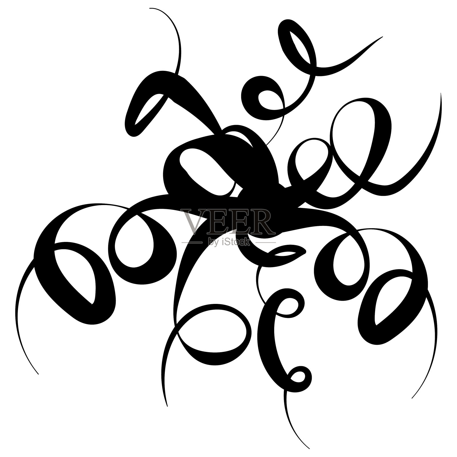 抽象的卷曲剪影在一个圆圈的元素插画图片素材