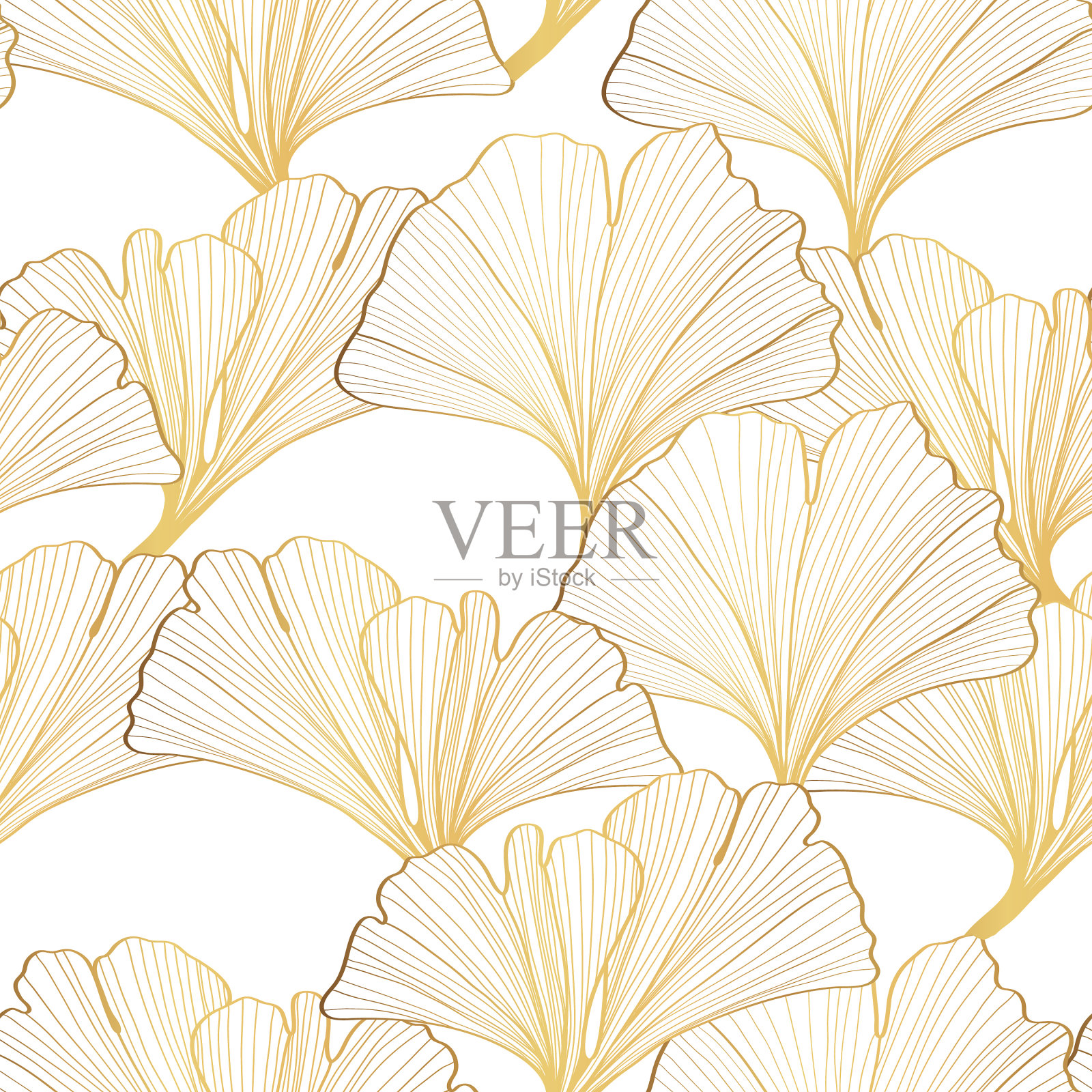 金灿灿的银杏叶无缝花纹插画图片素材