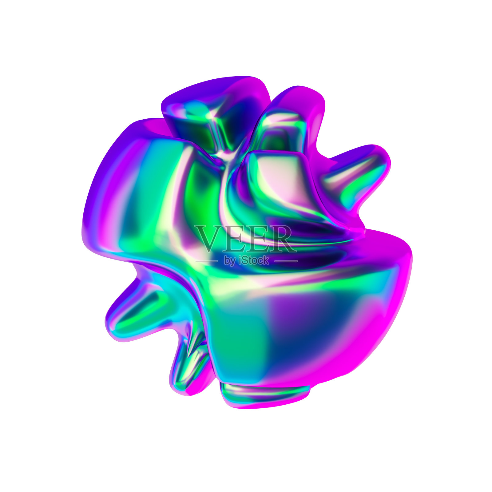 铬形状与明亮的渐变颜色。3 d渲染。照片摄影图片