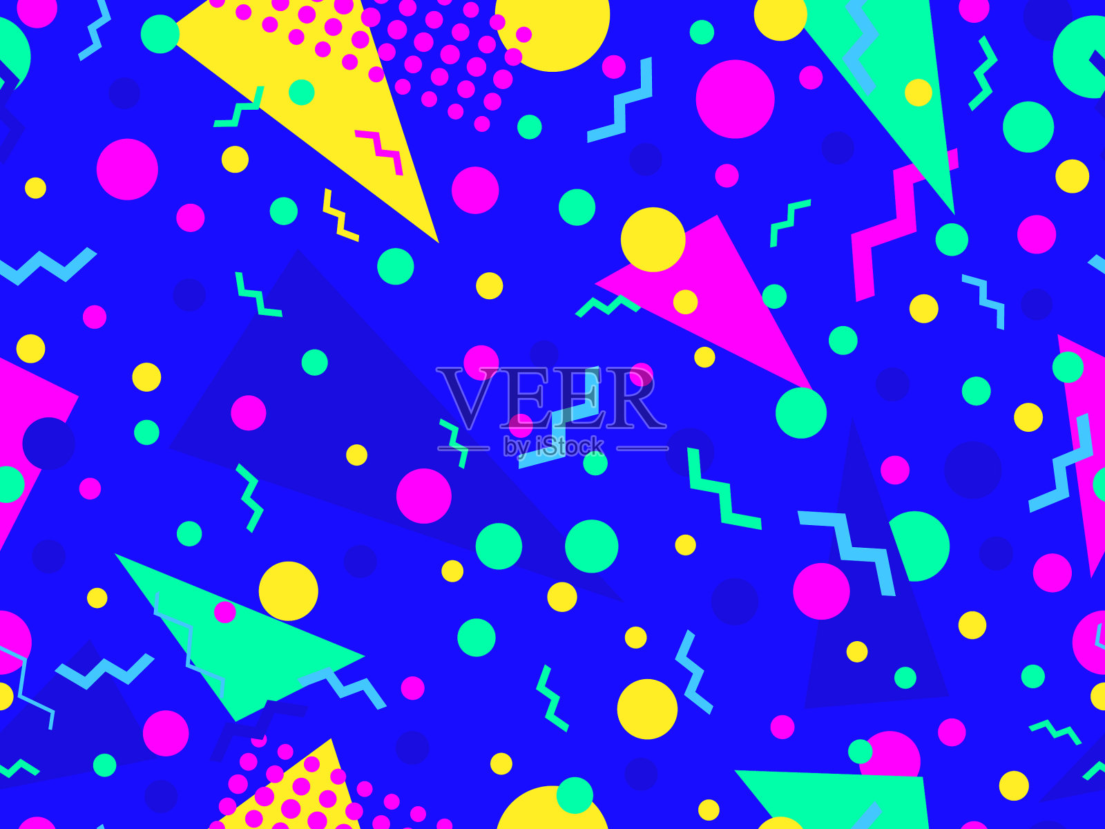 孟菲斯无缝图案与几何形状在插画图片素材