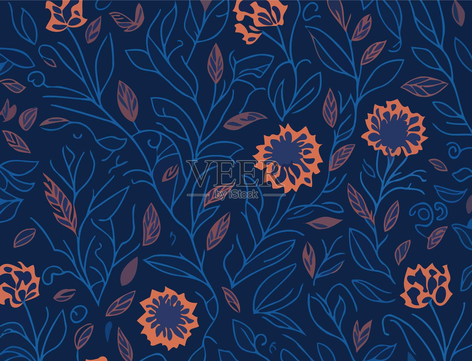 充满活力的野花艺术插画图片素材