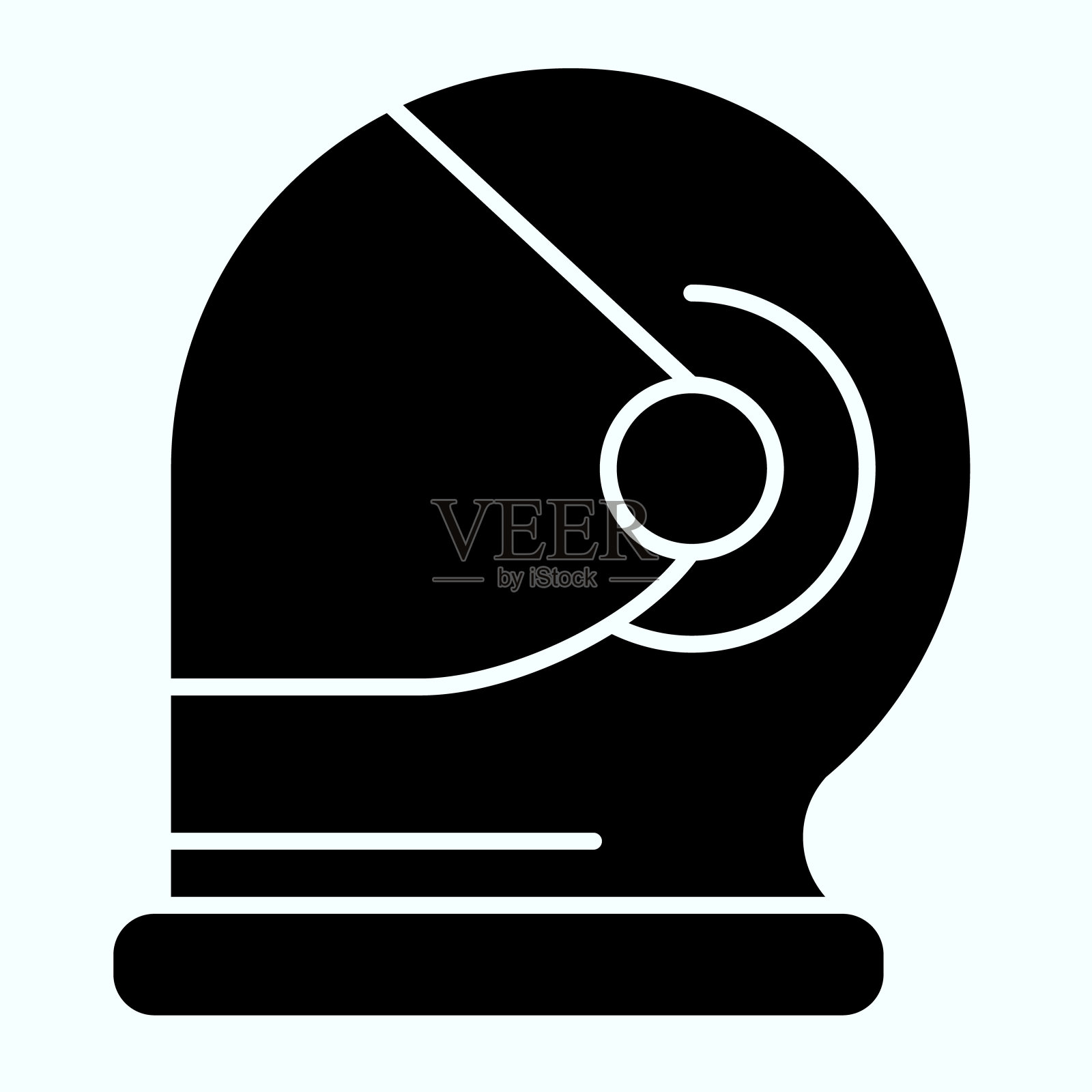 宇航员头盔的固体图标。带有保护玻璃的宇航员面罩。世界空间周的设计理念,象形文字风格的白色使用和应用程序。插画图片素材