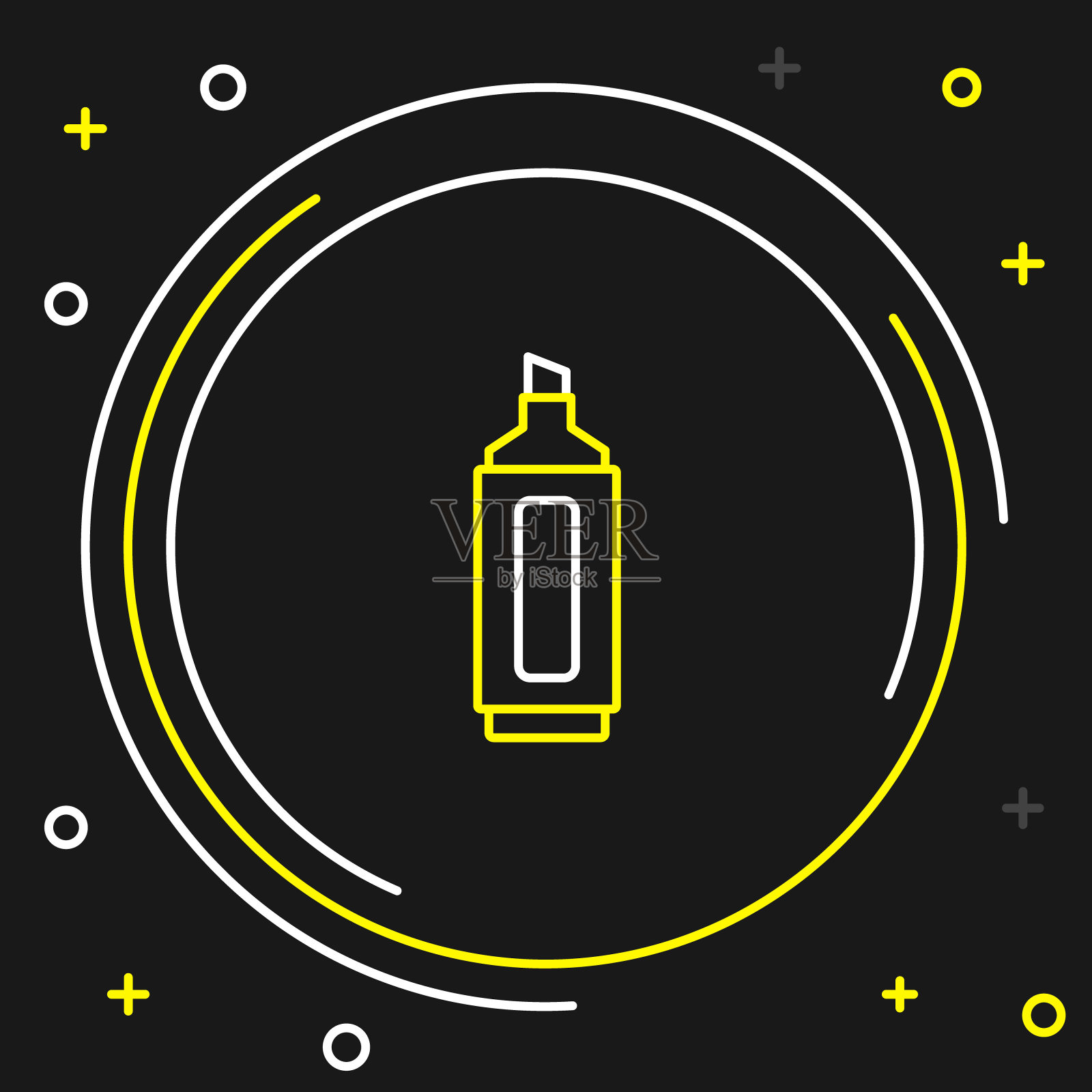 线标记笔图标孤立的黑色背景。色彩缤纷的轮廓概念。向量插画图片素材