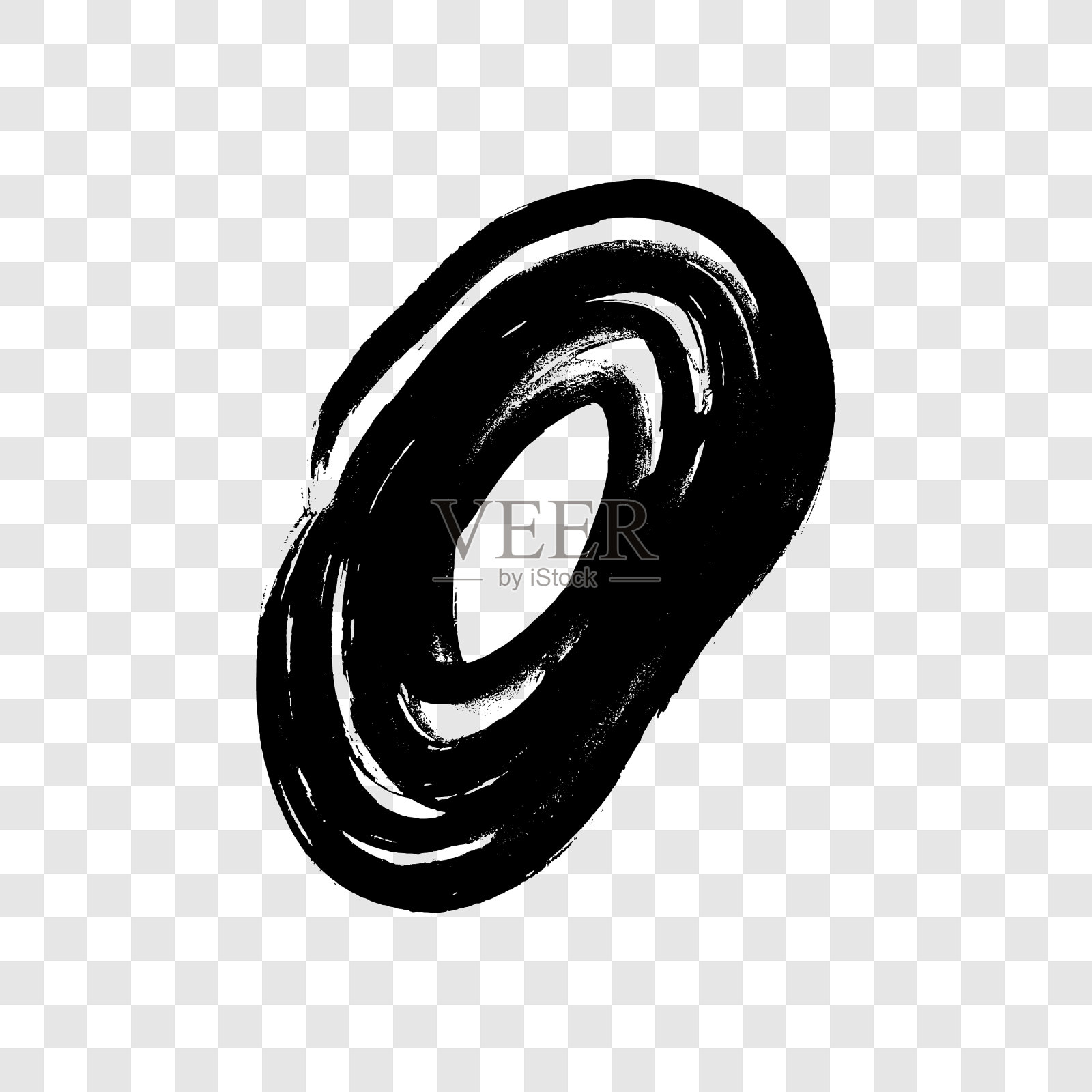 黑色垃圾刷笔触的圆圈形式插画图片素材