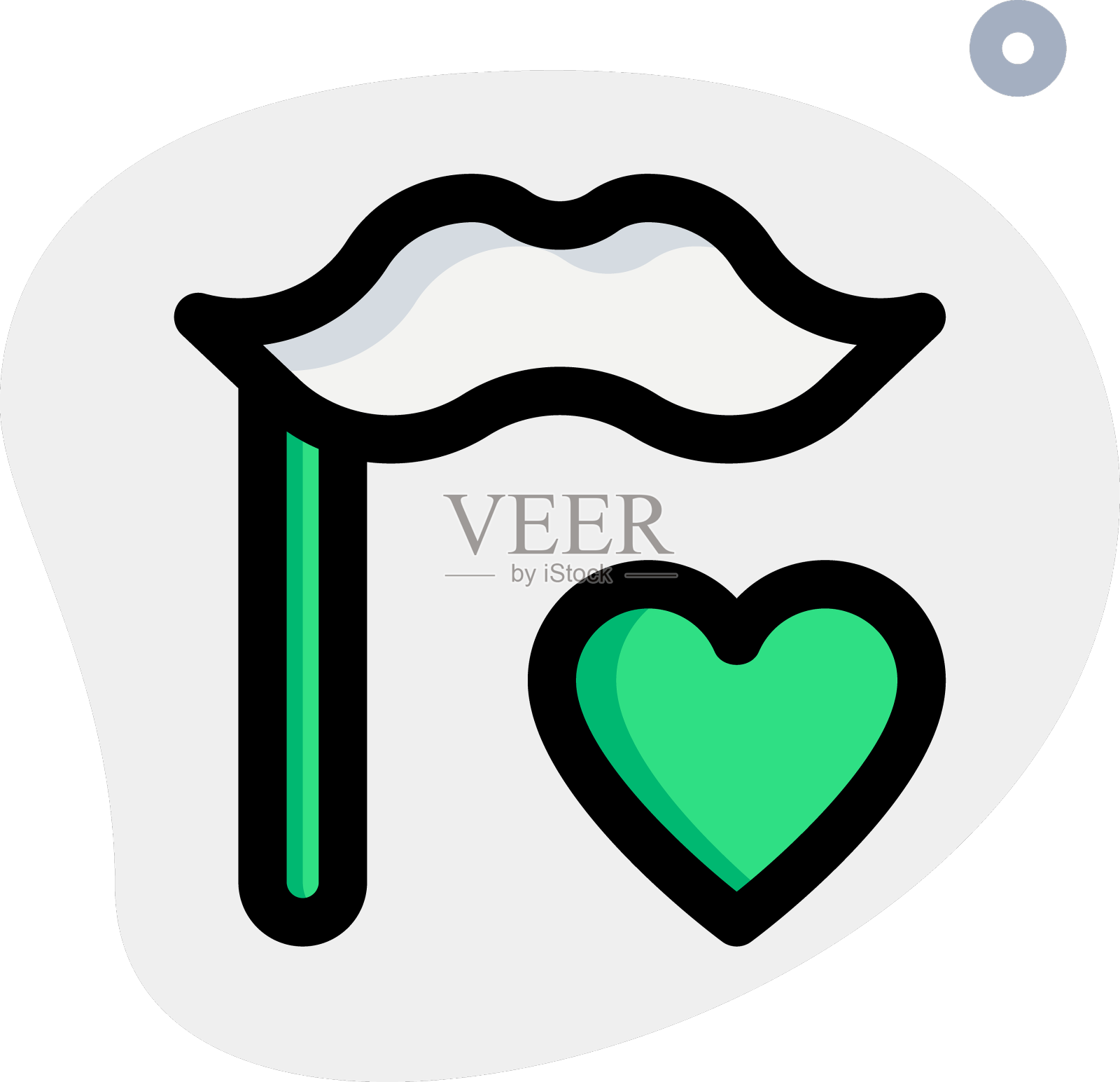 小胡子伪装与心形标志隔离设计元素图片