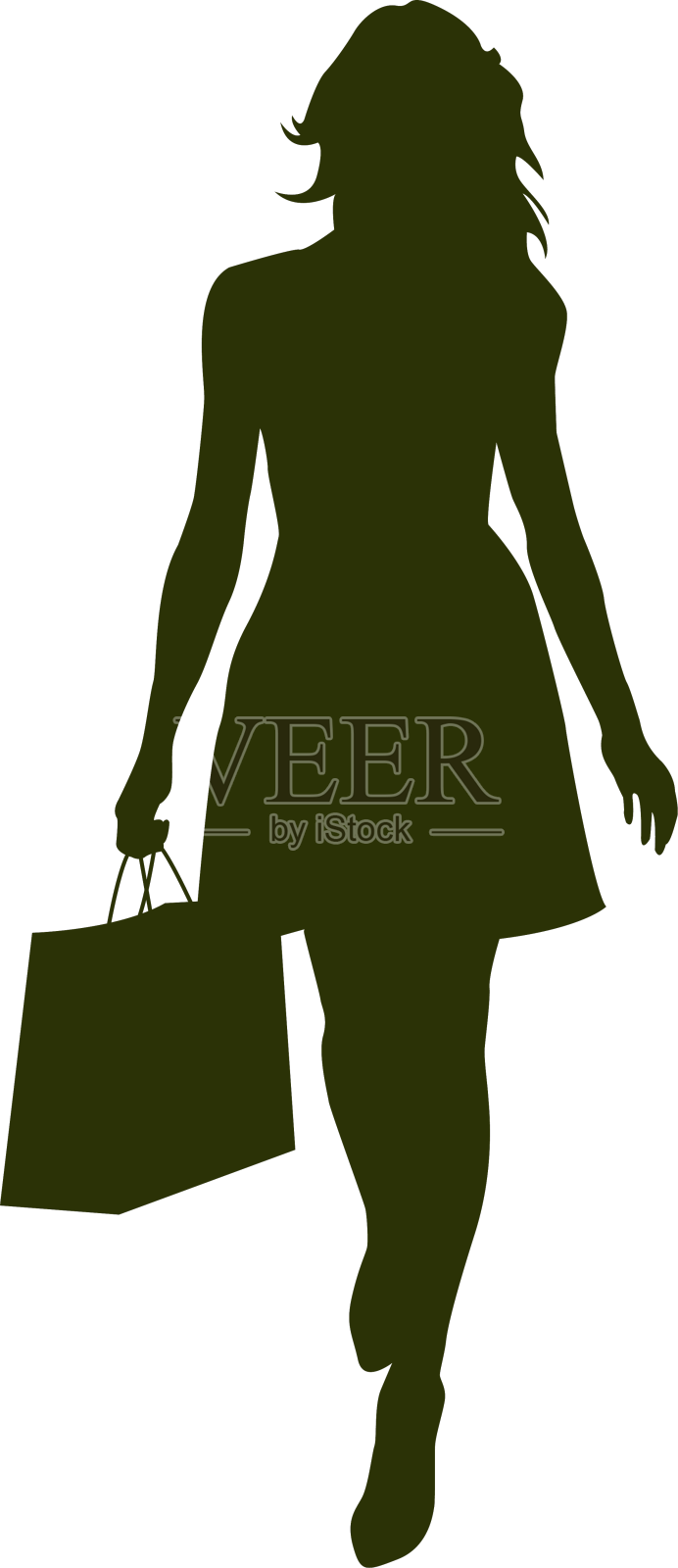 女孩购物剪影设计元素图片