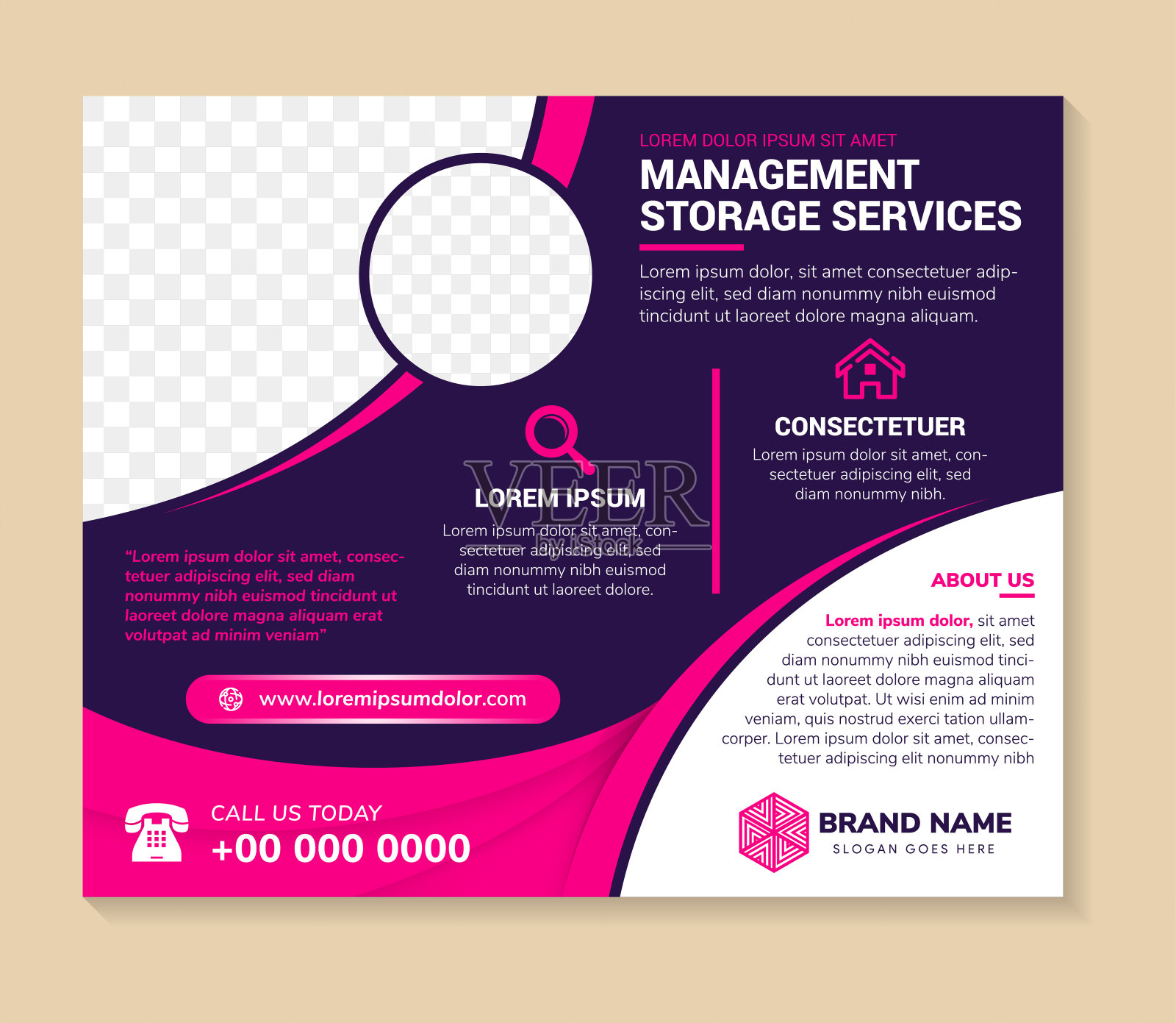 摘要现代横横幅设计模板以标题为例是管理存储服务。插画图片素材