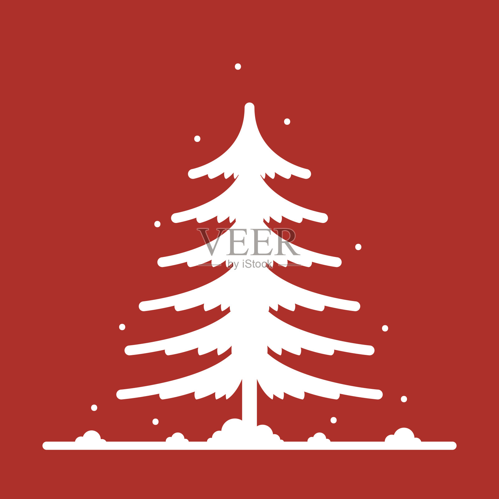 新年贺卡设计与风格的圣诞树。矢量插图。圣诞树的标志。插画图片素材