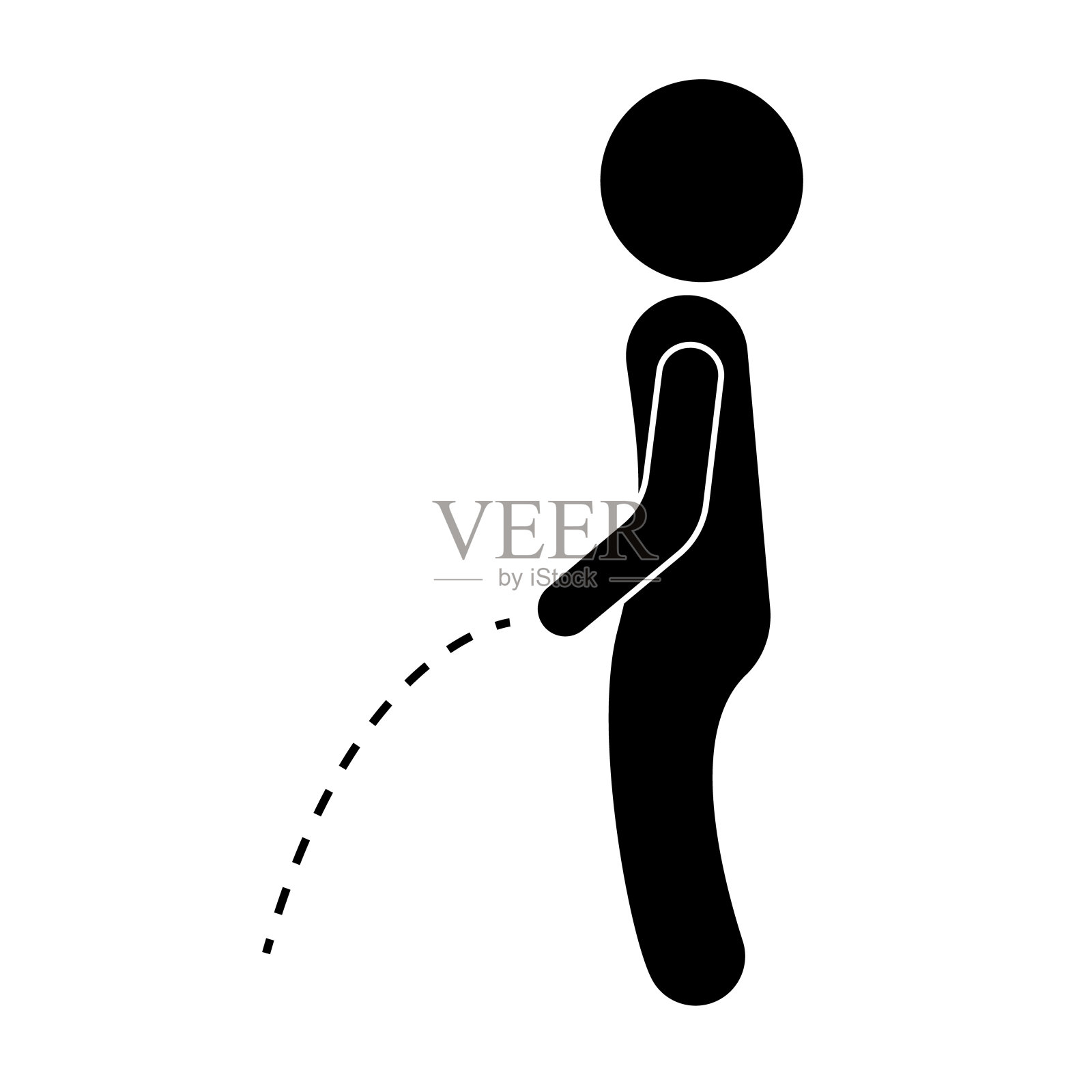 站着撒尿的人剪影图标。随地小便。向量。插画图片素材