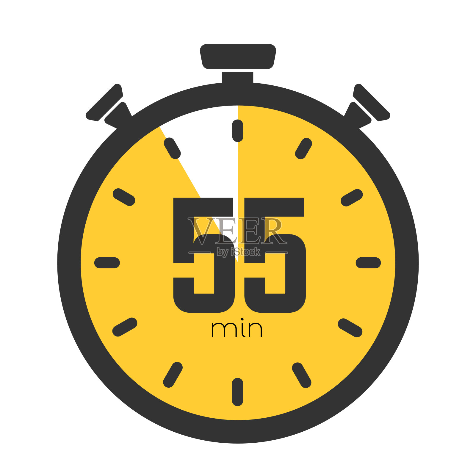 五十五分钟秒表符号,五十五计时器图标,烹饪时间,55分钟倒计时,运动或化妆品或化学应用时间,55分钟等待时间在透明背景上。矢量图插画图片素材