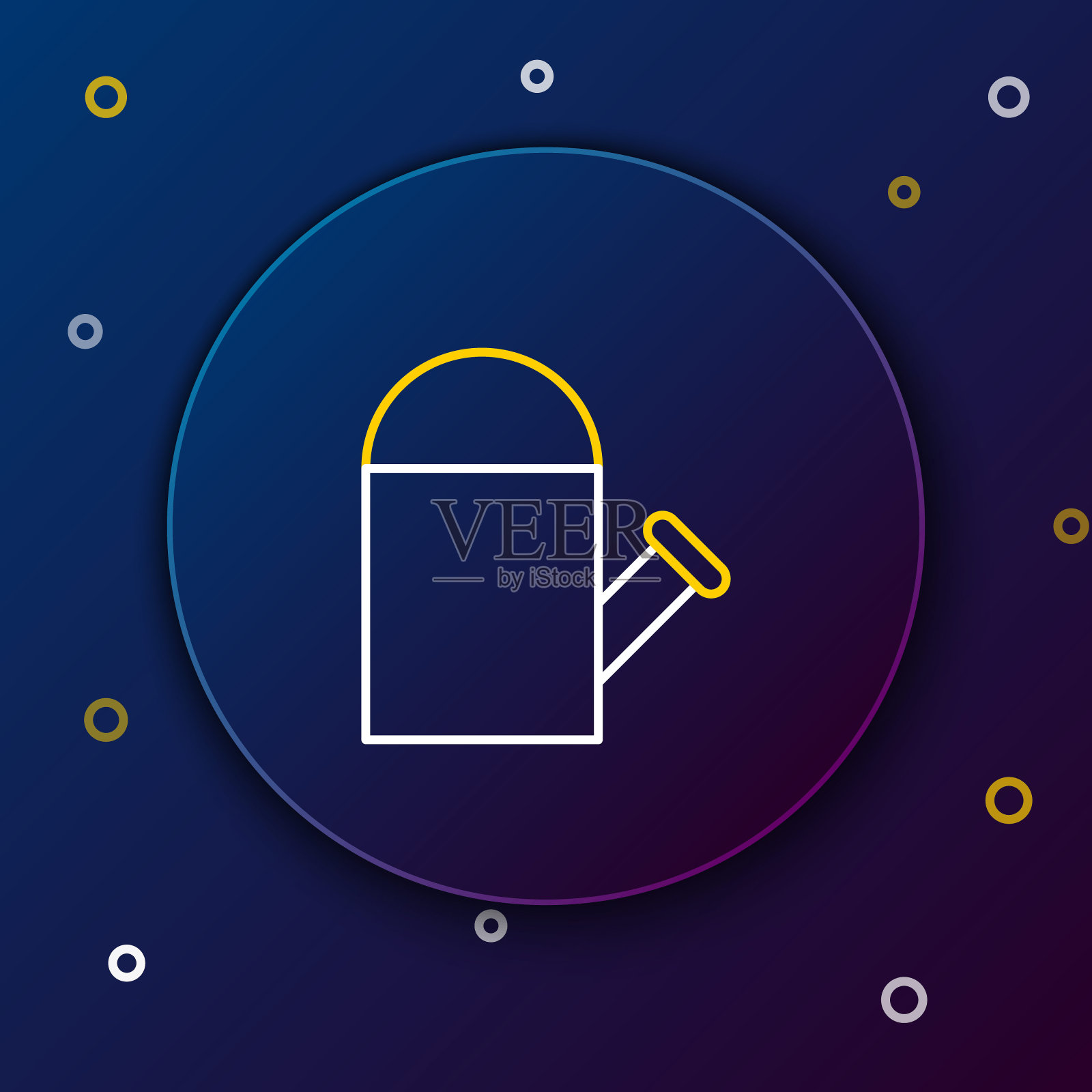 线浇水可以图标孤立的蓝色背景。灌溉的象征。色彩缤纷的轮廓概念。向量插画图片素材