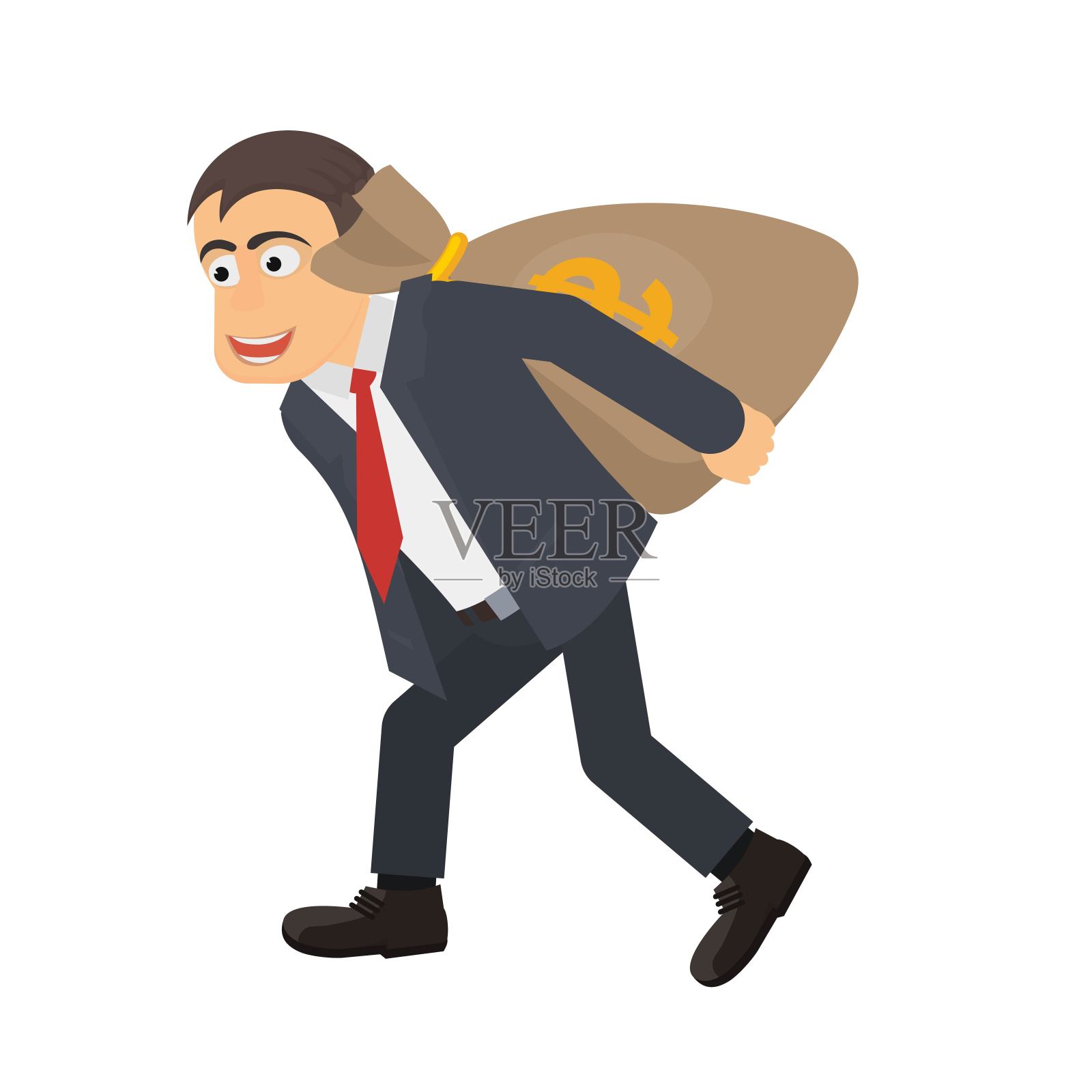 腰缠万贯的商人。有钱男人插画图片素材