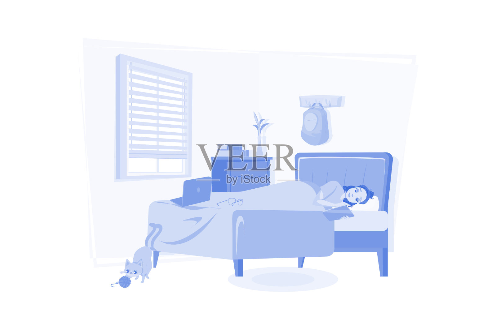 社会隔离在白色背景插图概念插画图片素材