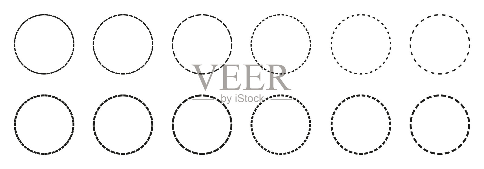 圆虚线集圆,虚线集圆框架-存量矢量插画图片素材